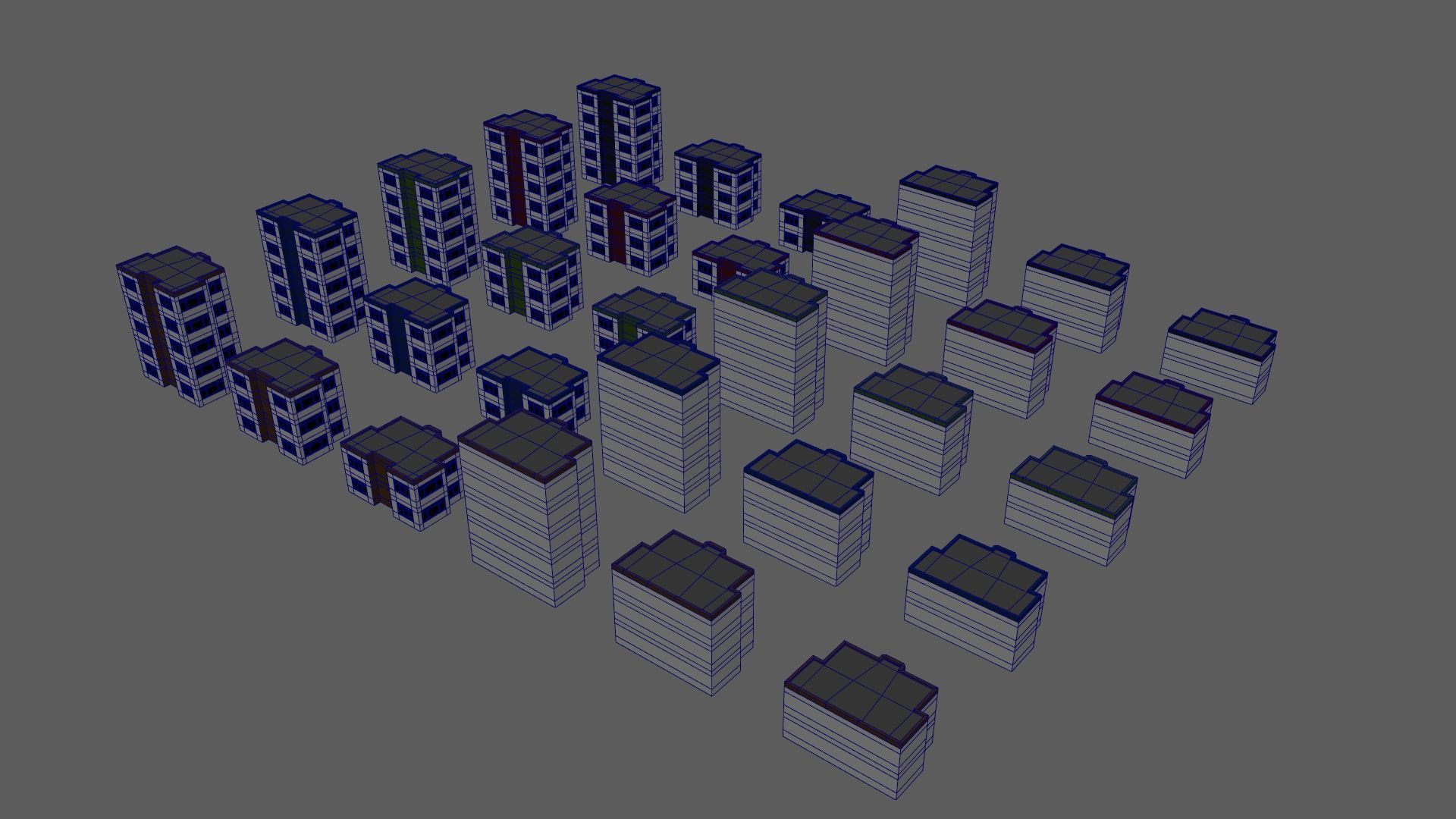 Cartoon Building Set Low Poly Buildings 300 Variant Modular 3D Model Collection_80