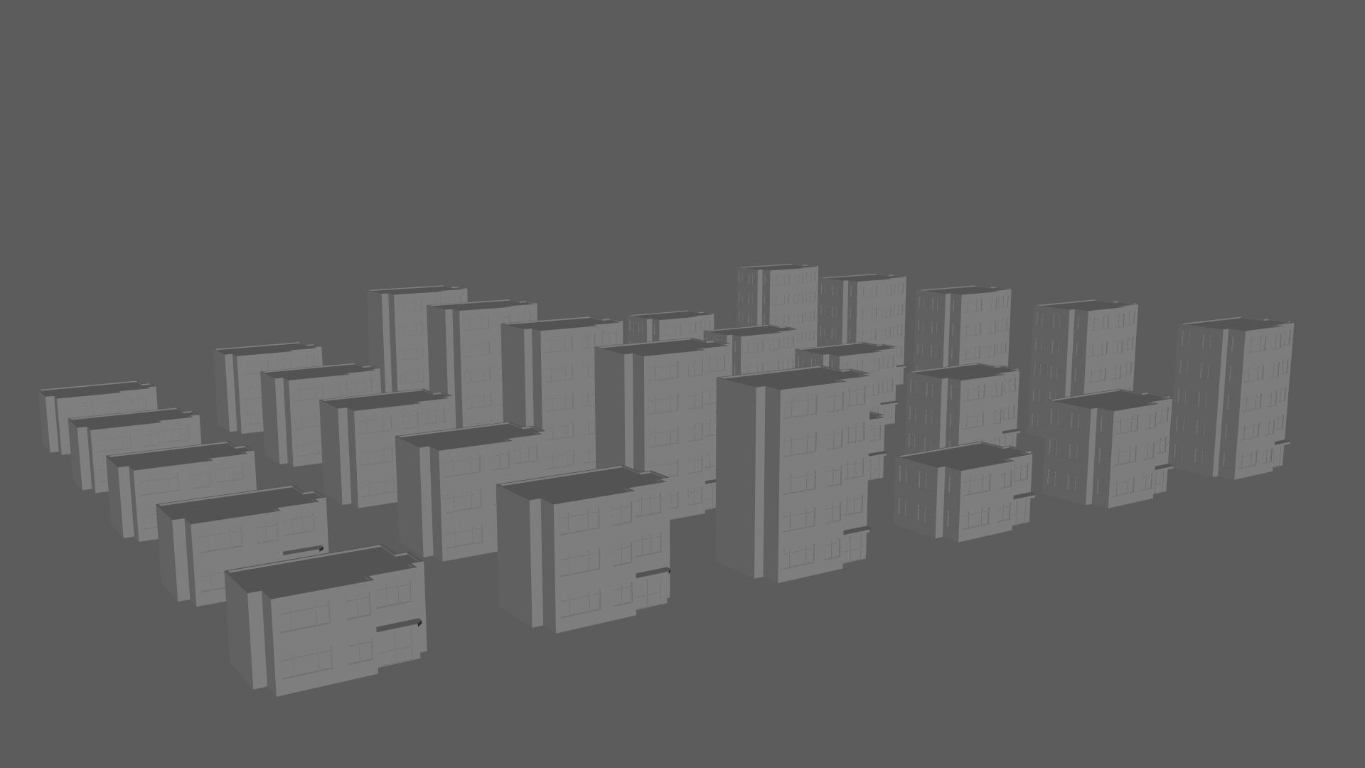 Cartoon Building Set Low Poly Buildings 300 Variant Modular 3D Model Collection_138