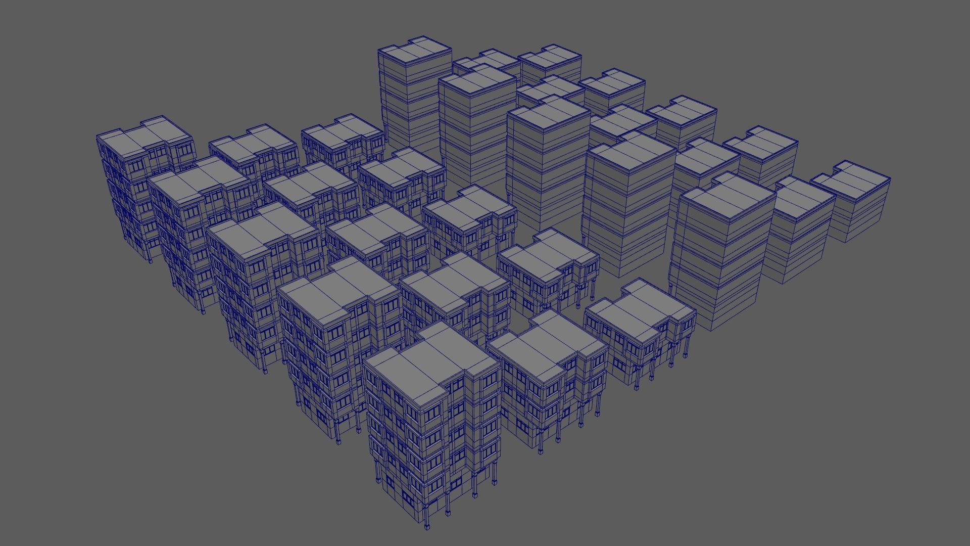 Cartoon Building Set Low Poly Buildings 300 Variant Modular 3D Model Collection_85