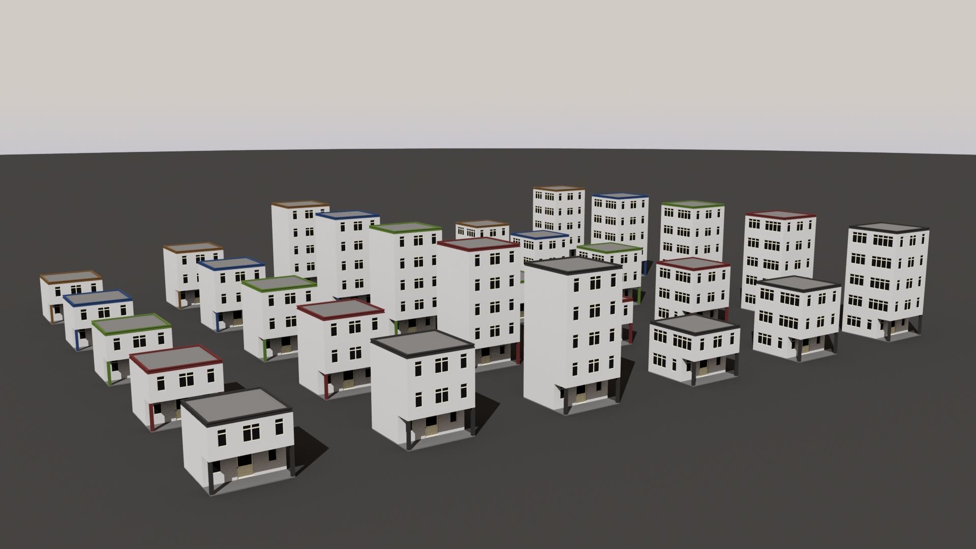 Cartoon Building Set Low Poly Buildings 300 Variant Modular 3D Model Collection_34