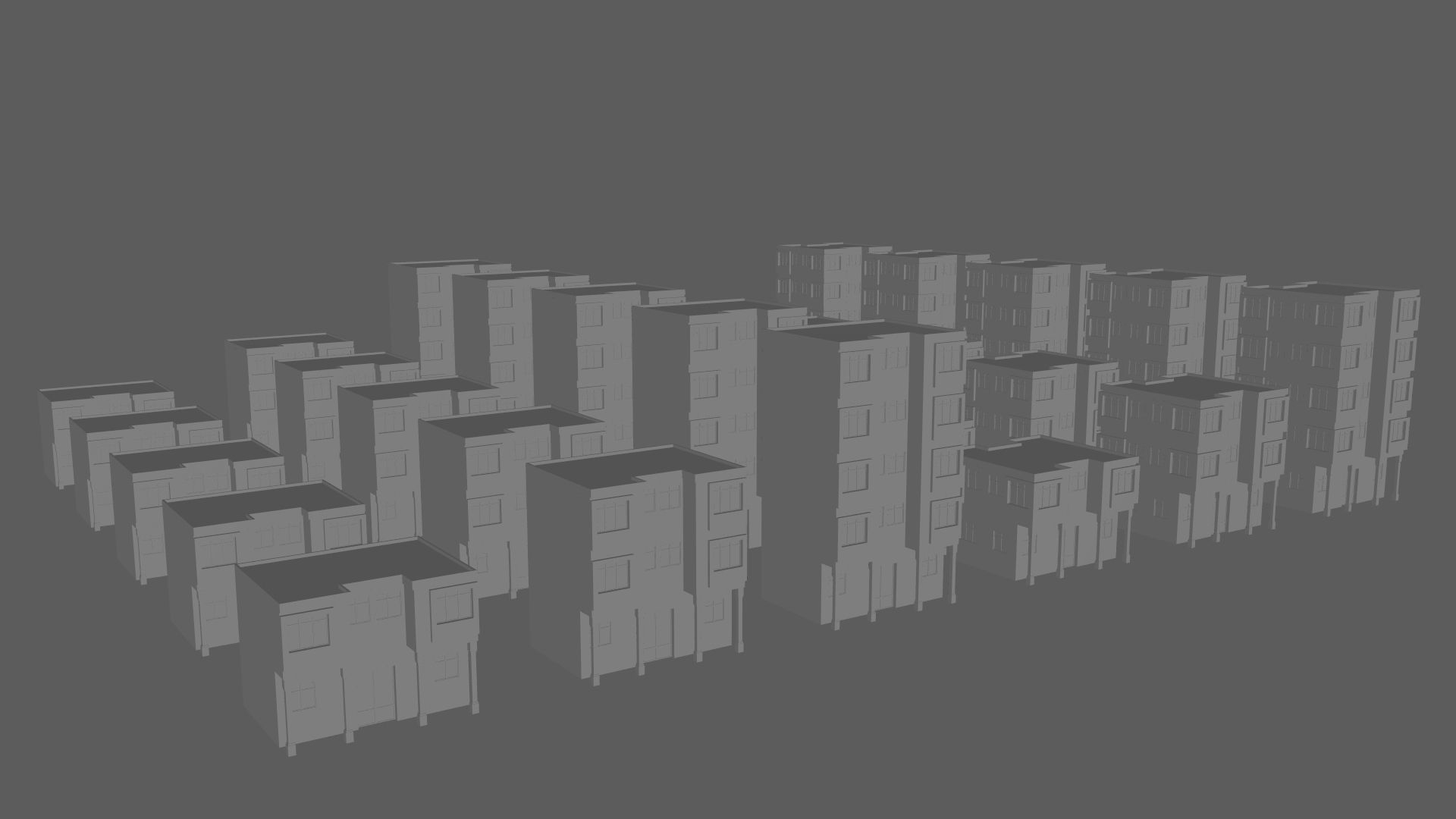 Cartoon Building Set Low Poly Buildings 300 Variant Modular 3D Model Collection_45