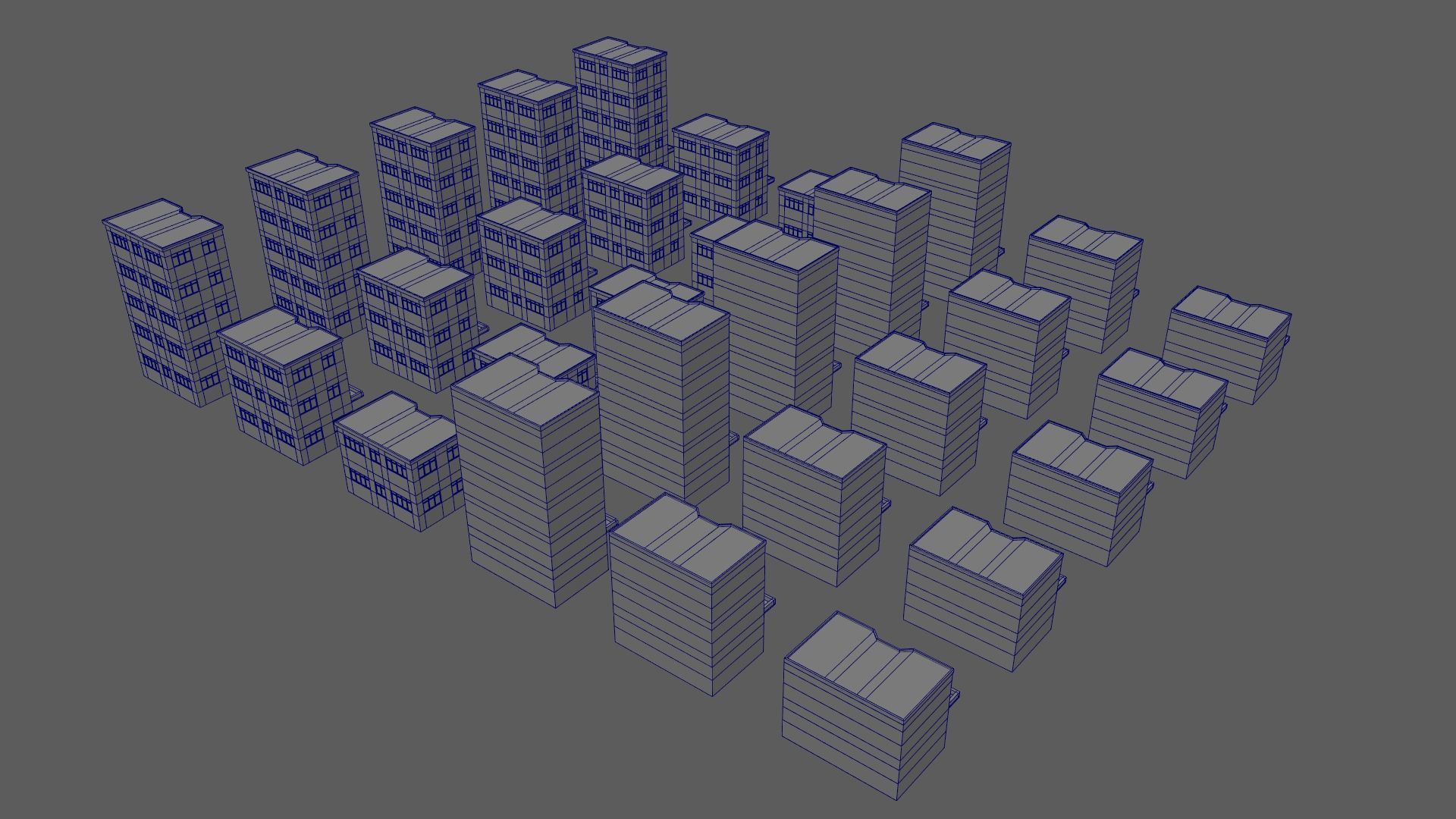 Cartoon Building Set Low Poly Buildings 300 Variant Modular 3D Model Collection_89