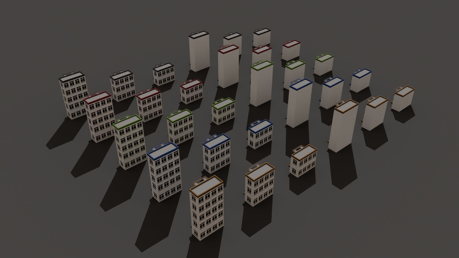 Cartoon Building Set Low Poly Buildings 300 Variant Modular 3D Model Collection_38