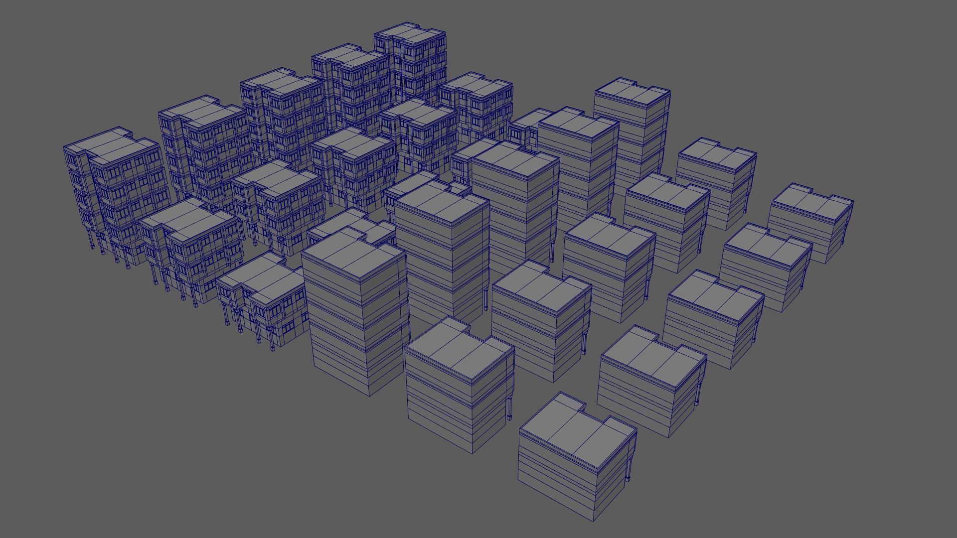 Cartoon Building Set Low Poly Buildings 300 Variant Modular 3D Model Collection_103