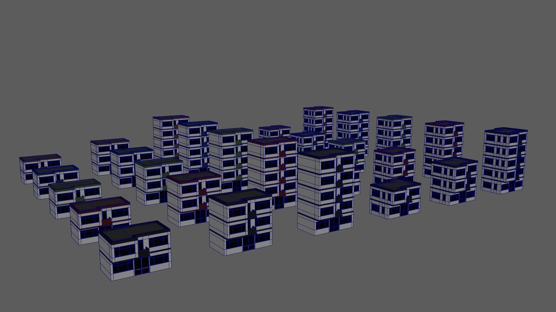 Cartoon Building Set Low Poly Buildings 300 Variant Modular 3D Model Collection_83