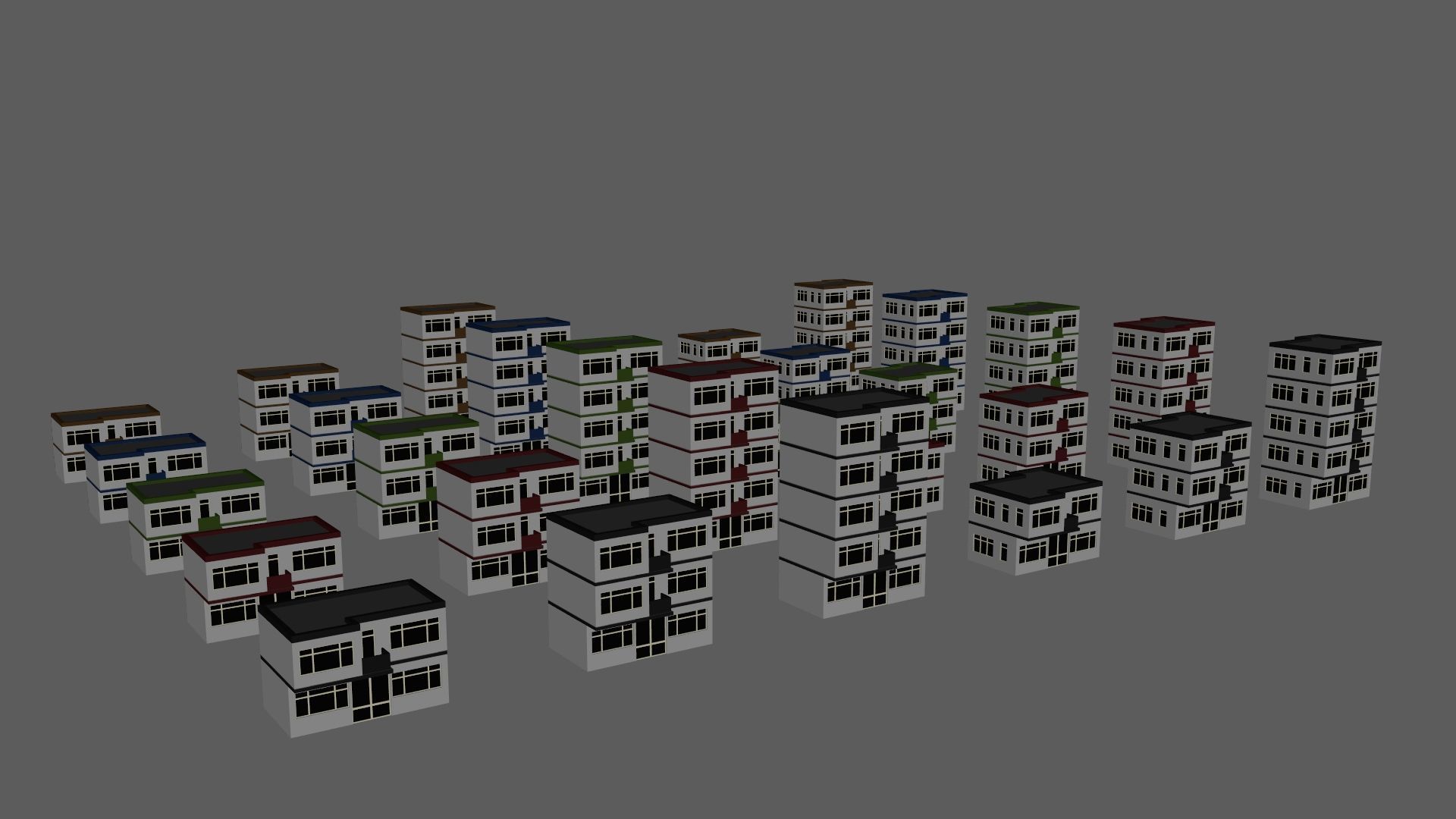 Cartoon Building Set Low Poly Buildings 300 Variant Modular 3D Model Collection_97