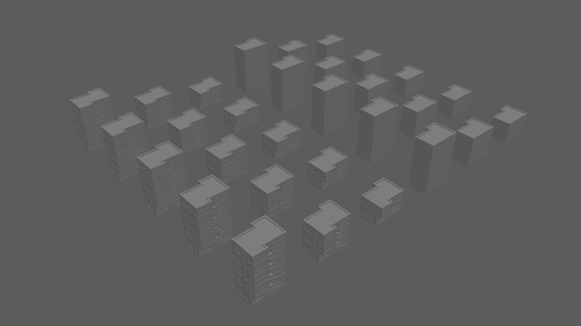 Cartoon Building Set Low Poly Buildings 300 Variant Modular 3D Model Collection_53