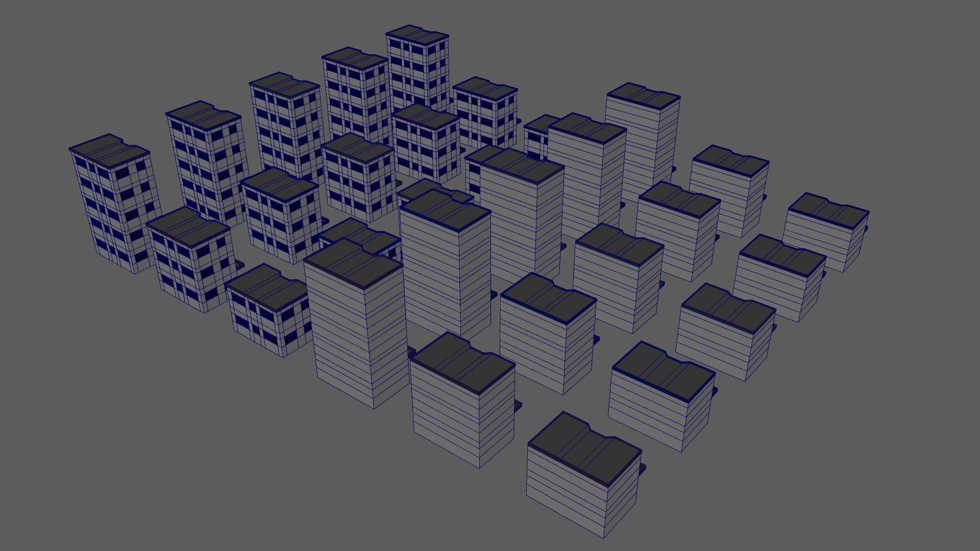 Cartoon Building Set Low Poly Buildings 300 Variant Modular 3D Model Collection_82