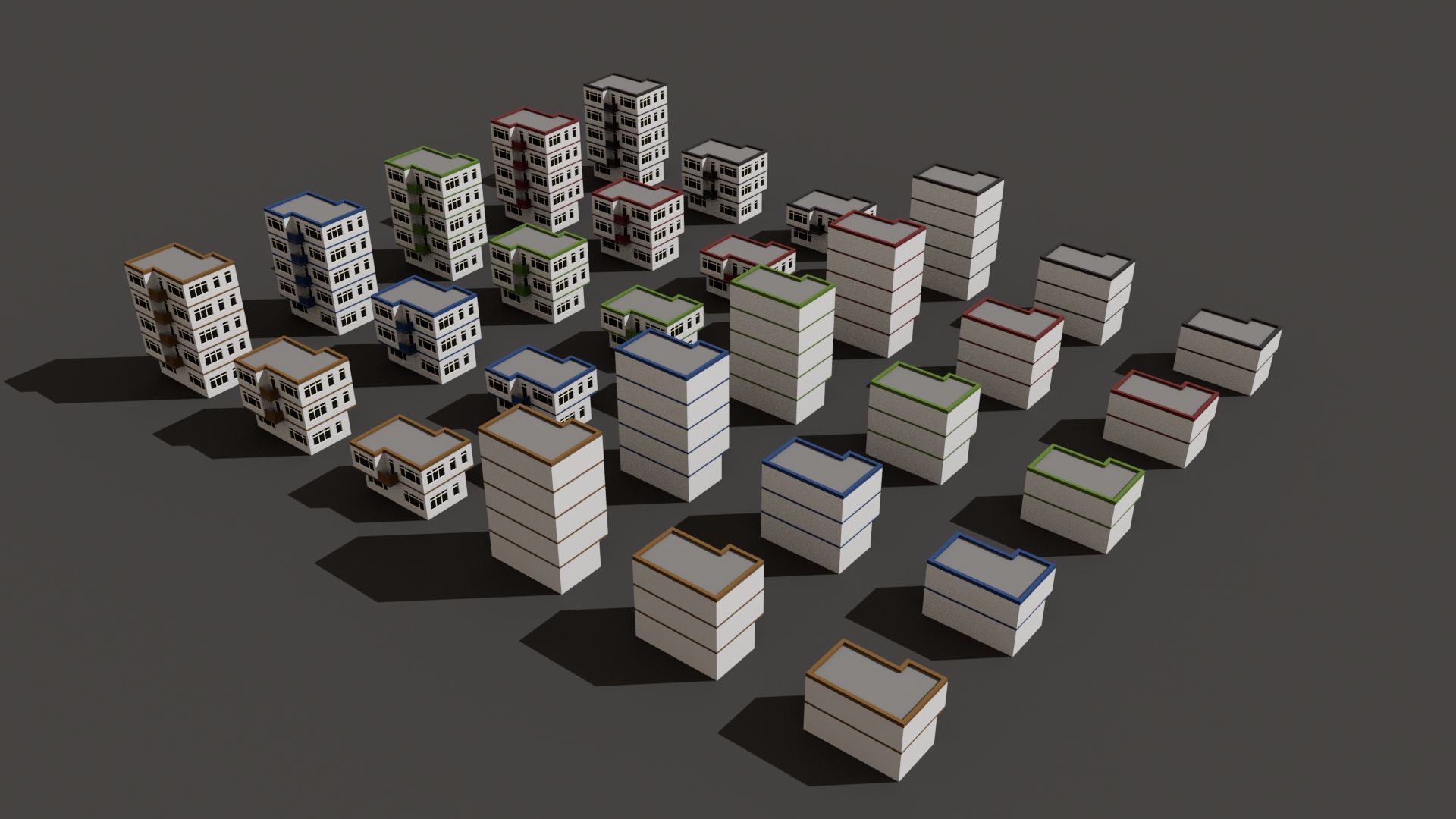 Cartoon Building Set Low Poly Buildings 300 Variant Modular 3D Model Collection_87