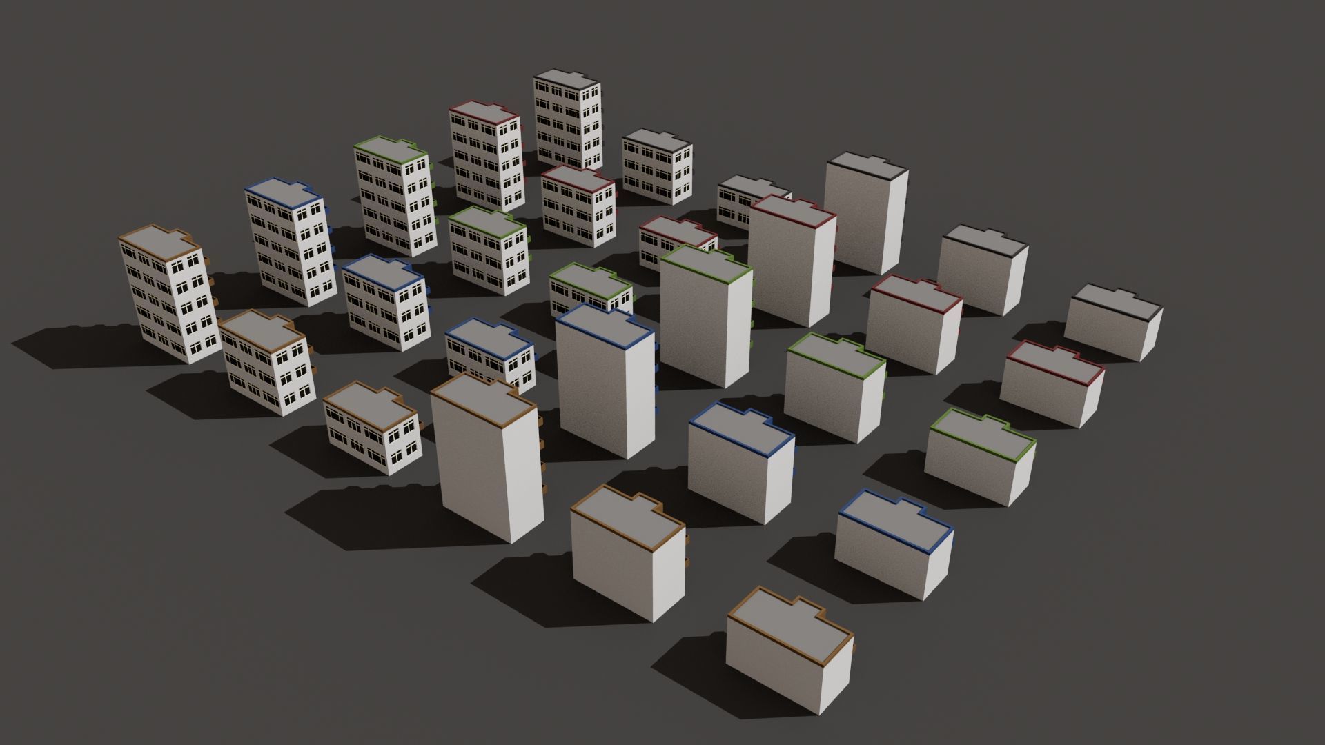 Cartoon Building Set Low Poly Buildings 300 Variant Modular 3D Model Collection_27