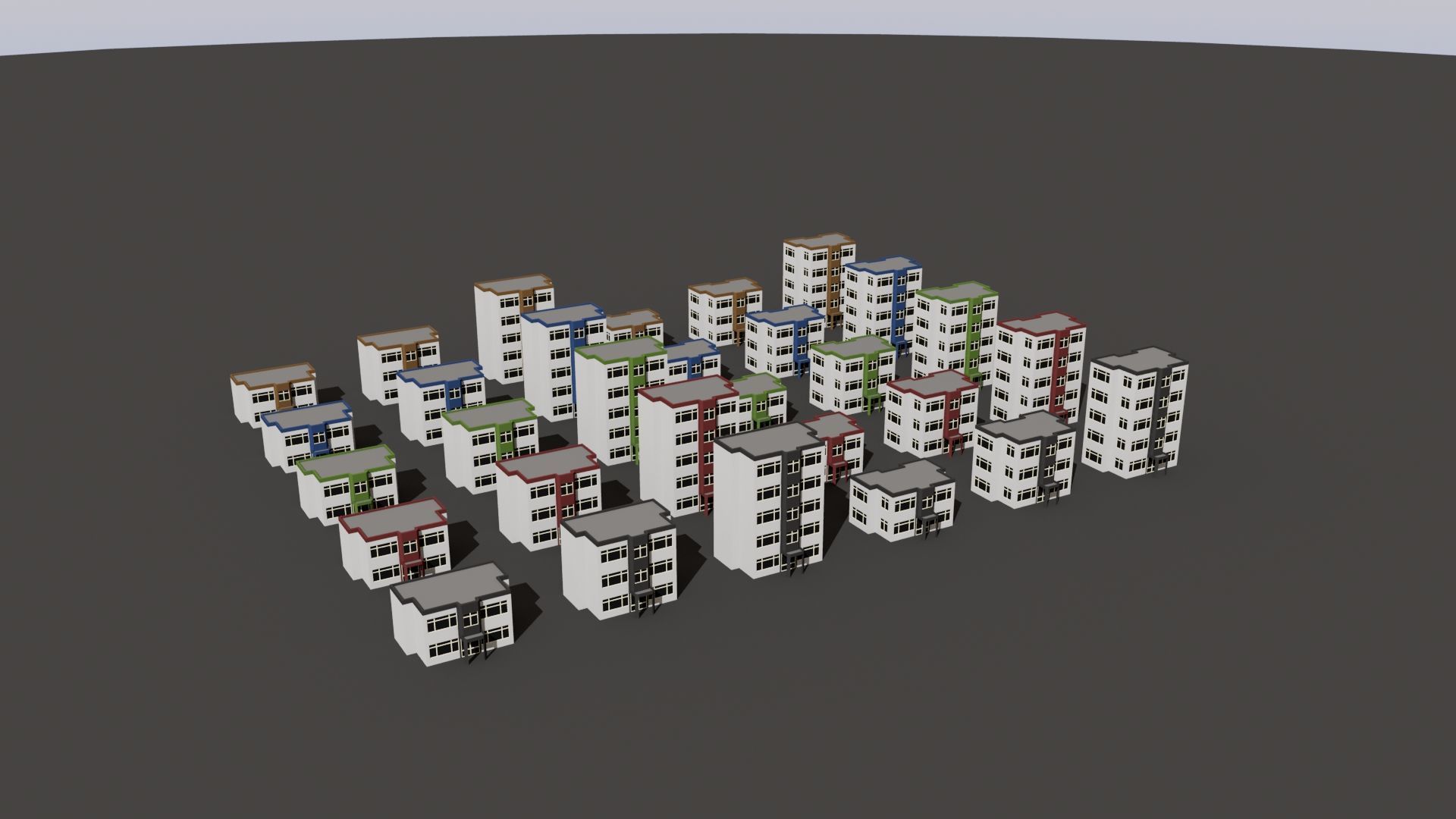 Cartoon Building Set Low Poly Buildings 300 Variant Modular 3D Model Collection_94