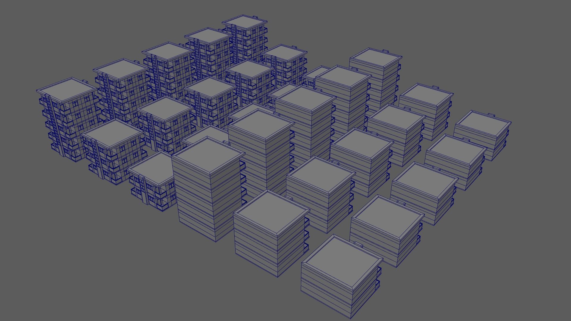 Cartoon Building Set Low Poly Buildings 300 Variant Modular 3D Model Collection_111