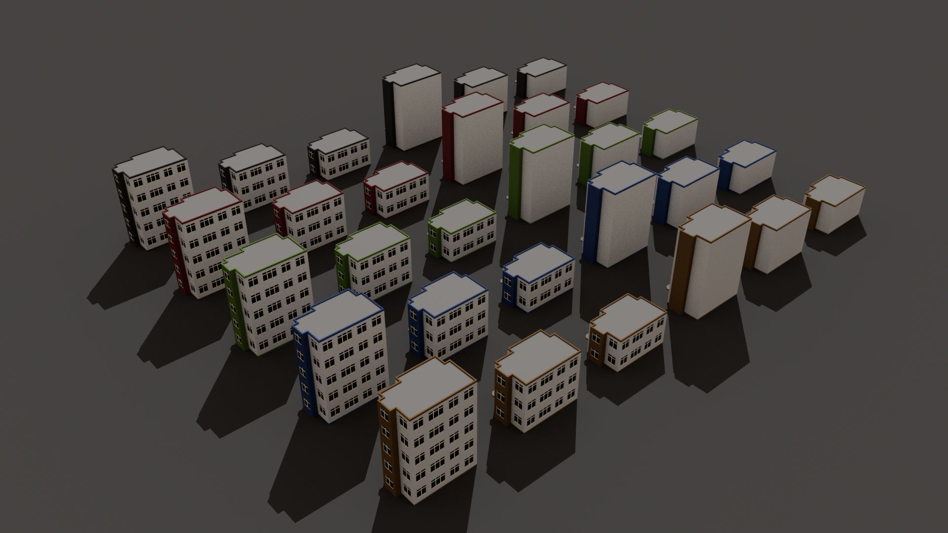 Cartoon Building Set Low Poly Buildings 300 Variant Modular 3D Model Collection_21