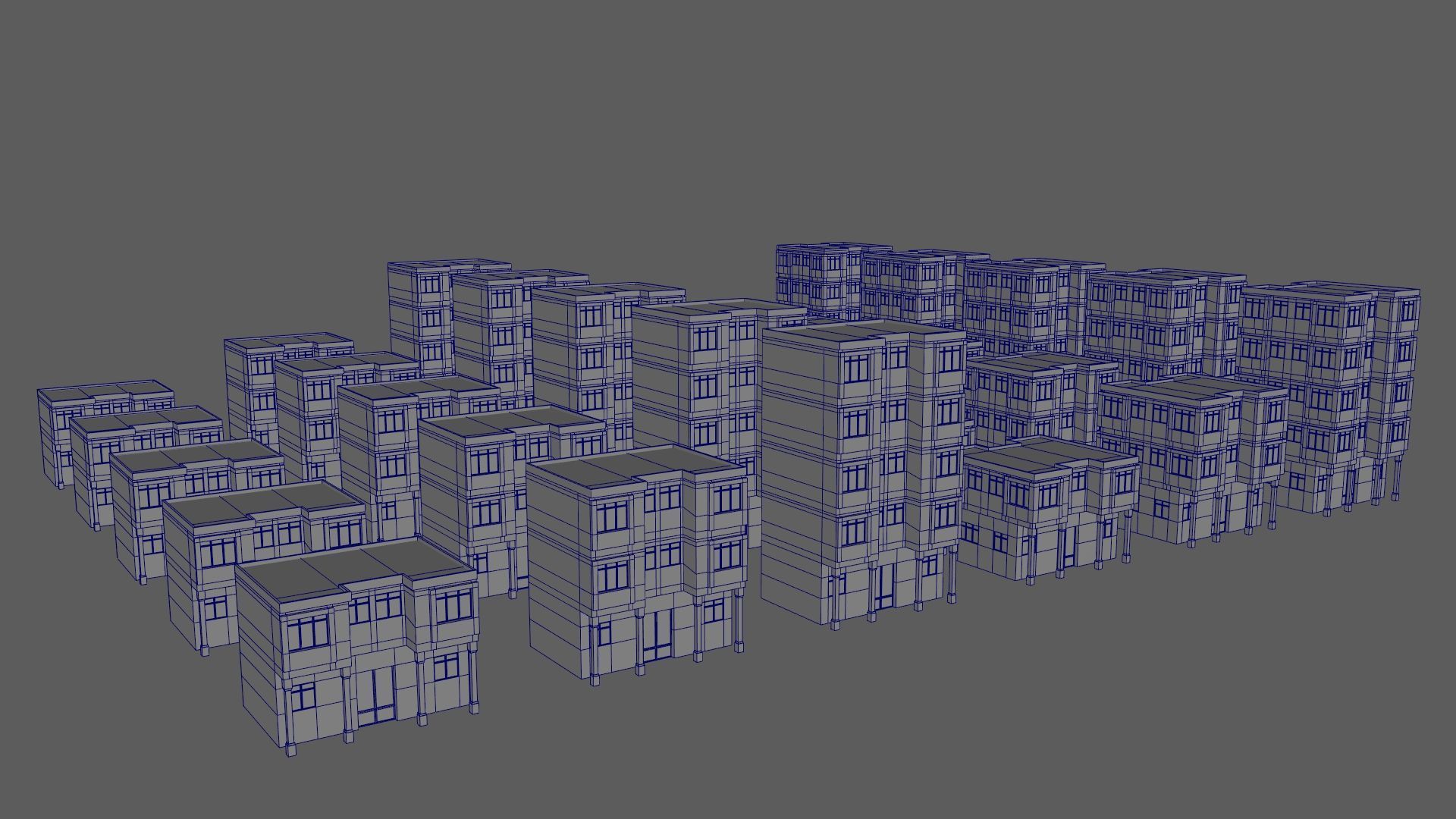 Cartoon Building Set Low Poly Buildings 300 Variant Modular 3D Model Collection_105