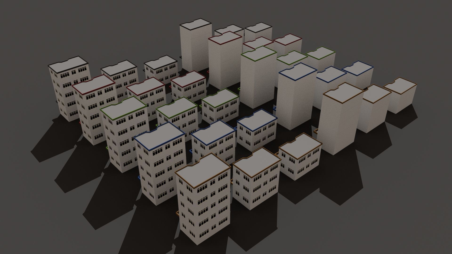 Cartoon Building Set Low Poly Buildings 300 Variant Modular 3D Model Collection_130
