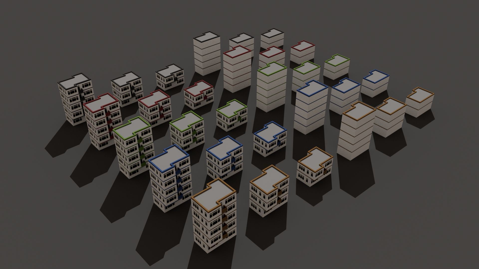 Cartoon Building Set Low Poly Buildings 300 Variant Modular 3D Model Collection_121