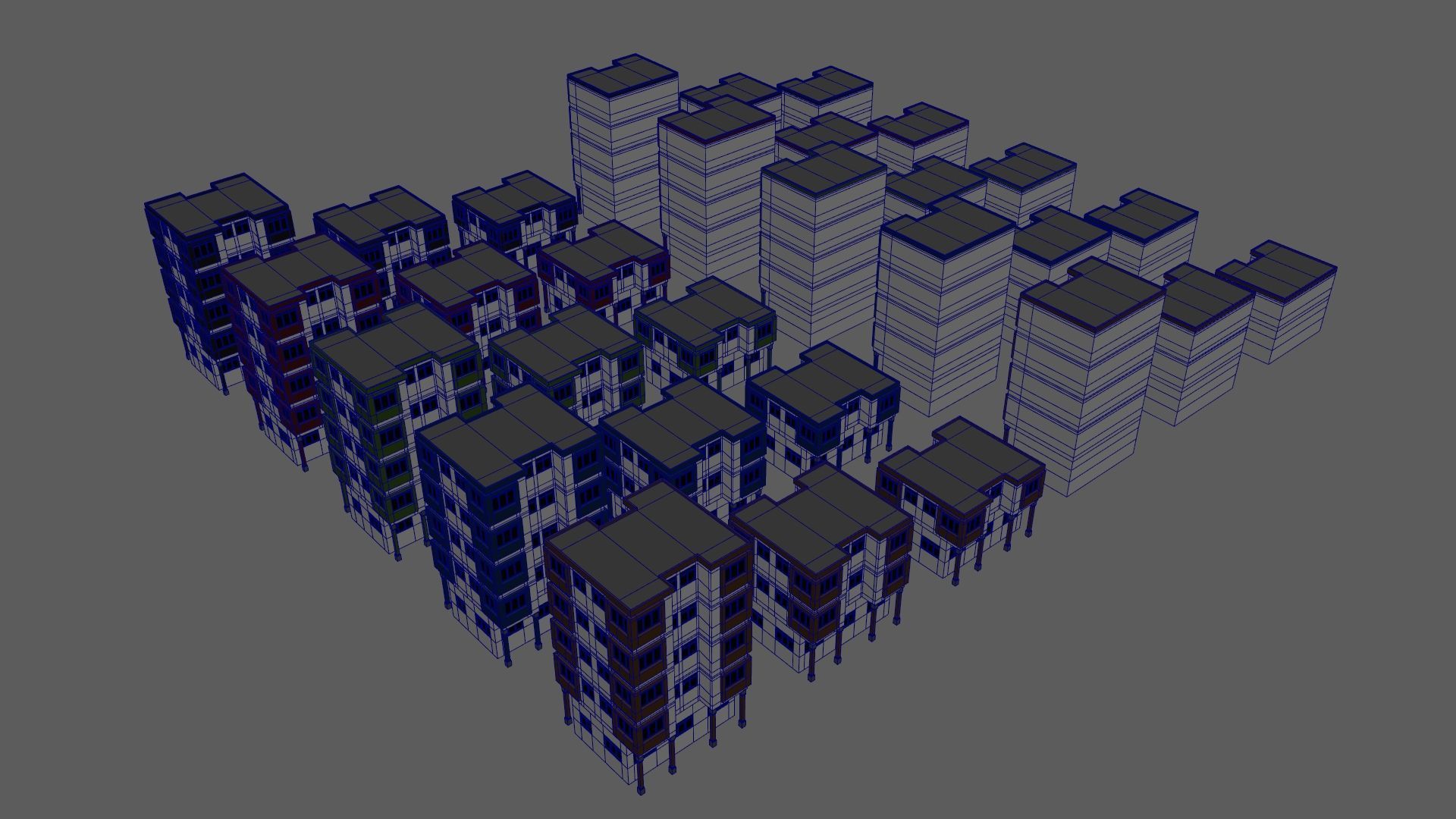 Cartoon Building Set Low Poly Buildings 300 Variant Modular 3D Model Collection_113