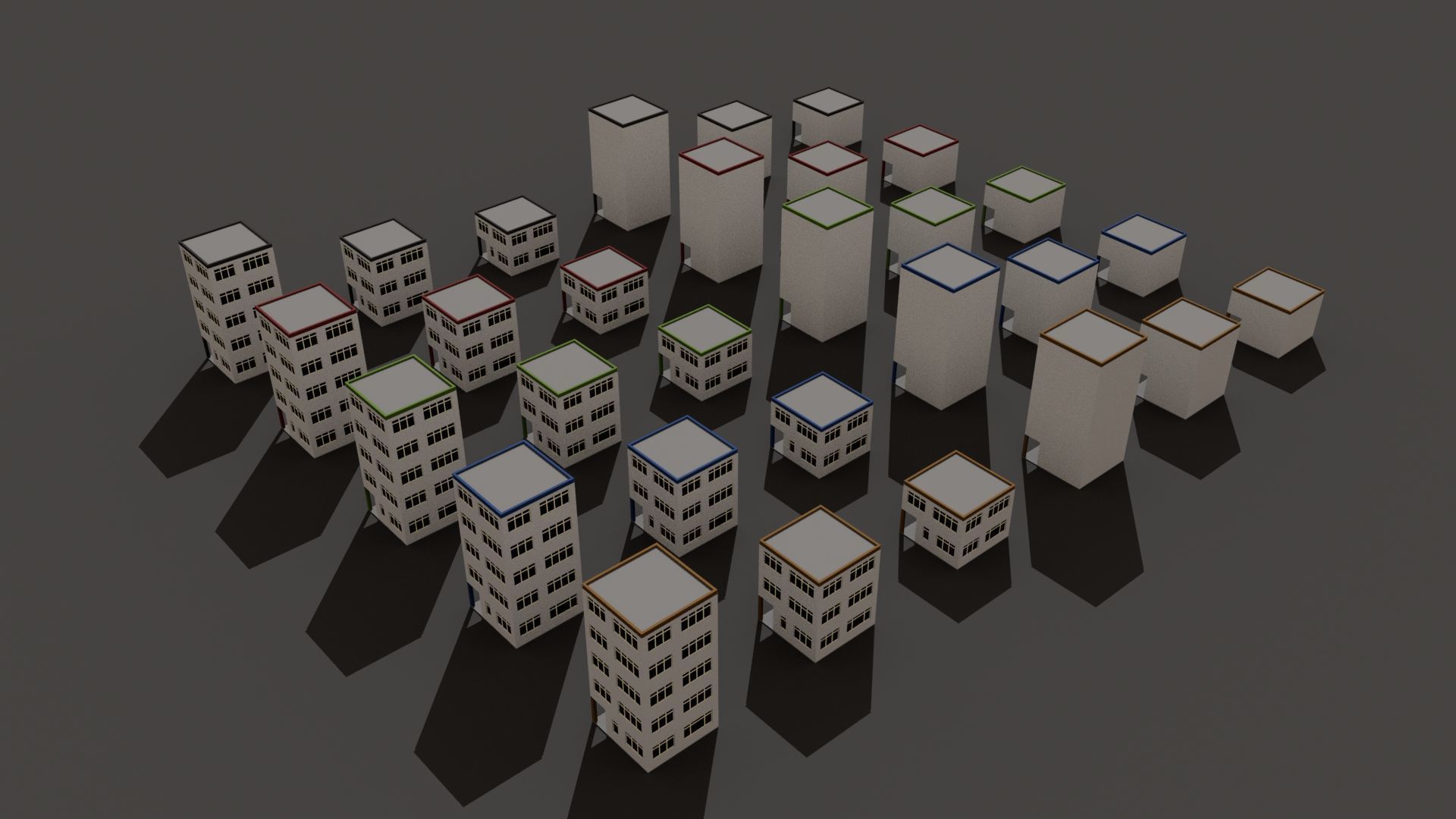 Cartoon Building Set Low Poly Buildings 300 Variant Modular 3D Model Collection_36