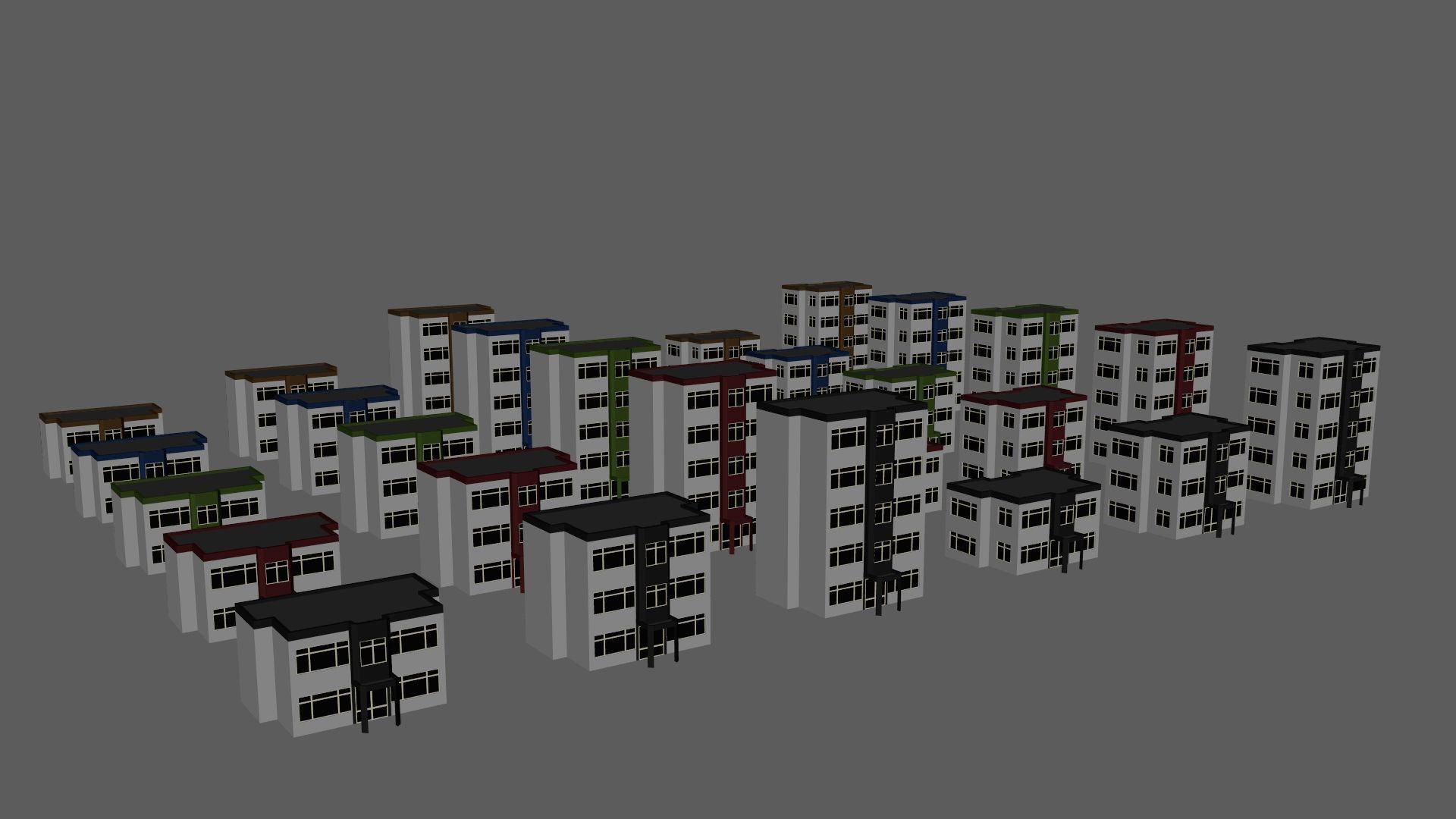 Cartoon Building Set Low Poly Buildings 300 Variant Modular 3D Model Collection_69