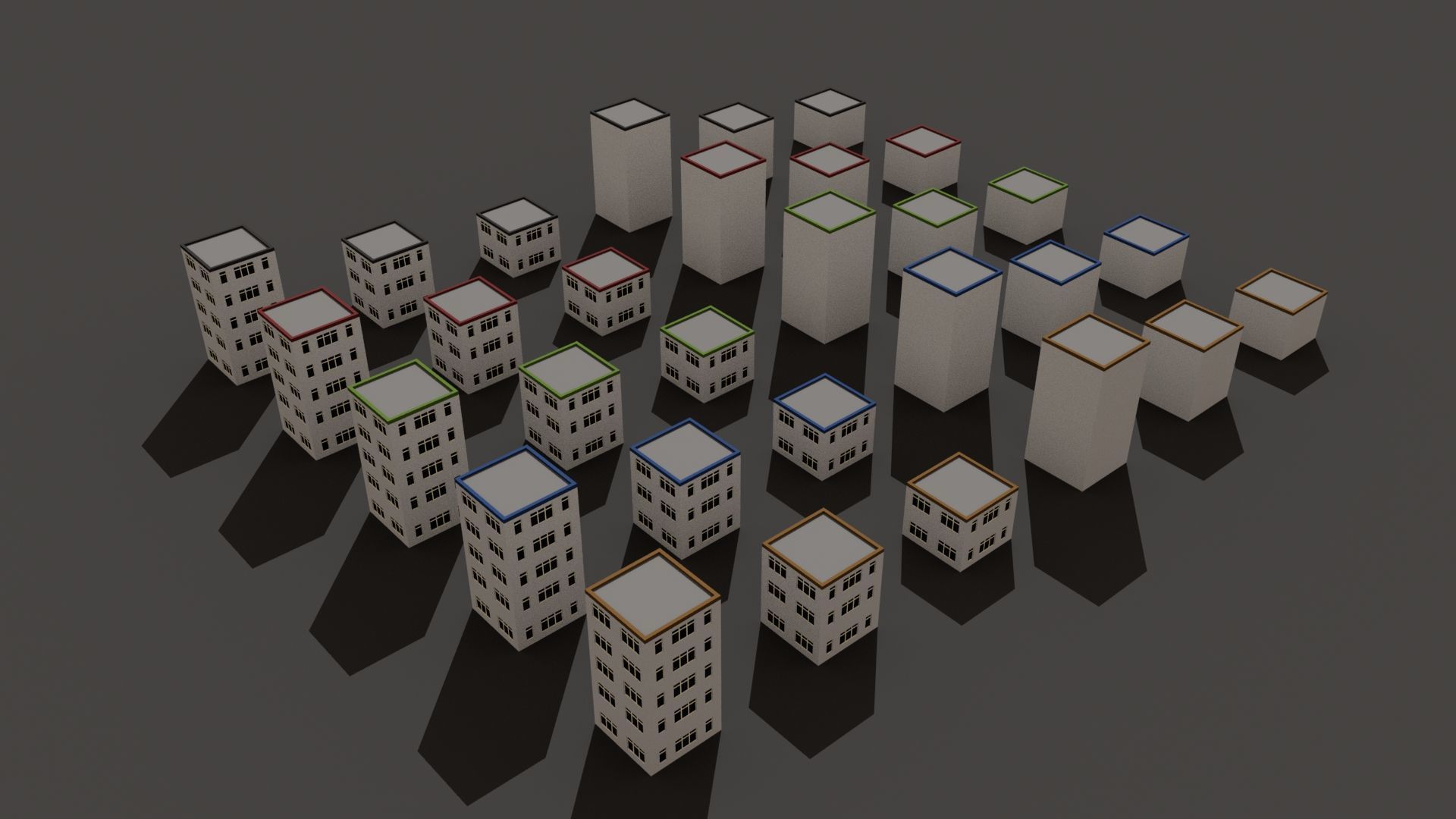 Cartoon Building Set Low Poly Buildings 300 Variant Modular 3D Model Collection_31