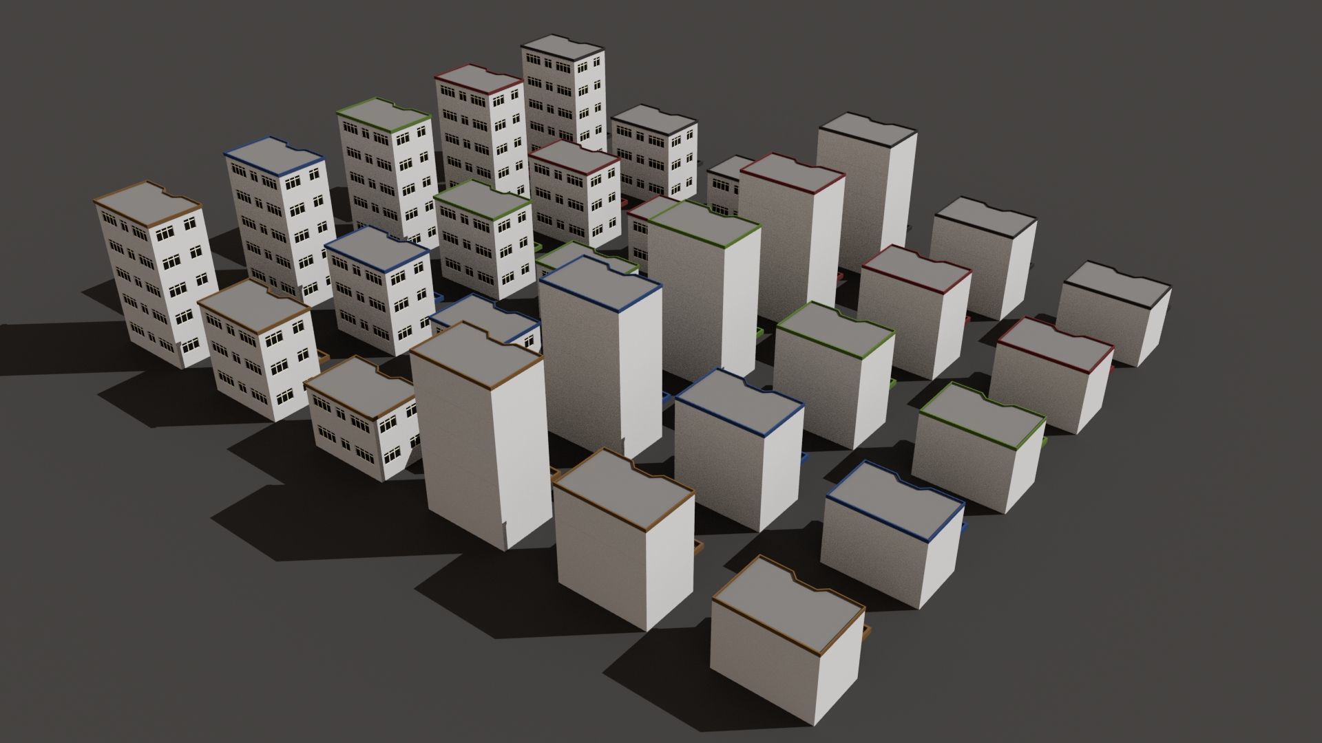 Cartoon Building Set Low Poly Buildings 300 Variant Modular 3D Model Collection_6