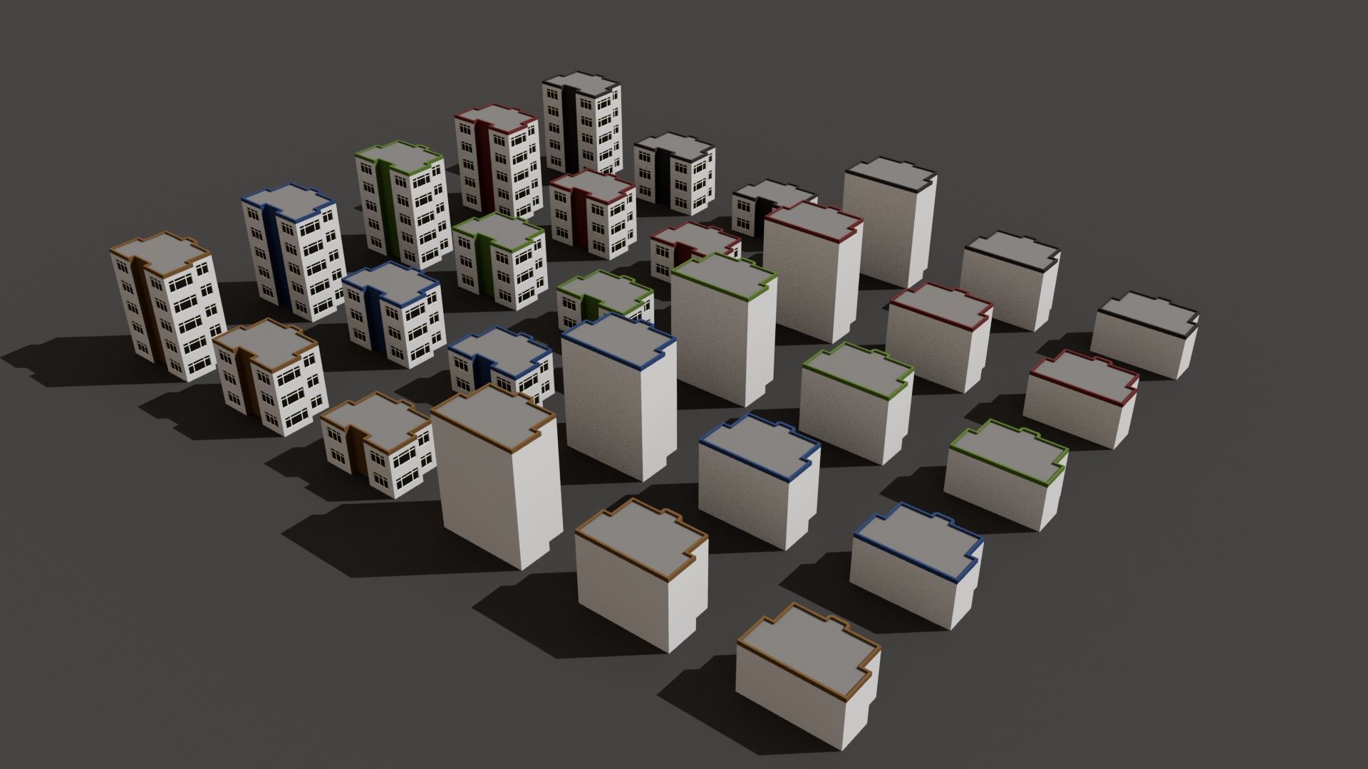 Cartoon Building Set Low Poly Buildings 300 Variant Modular 3D Model Collection_24