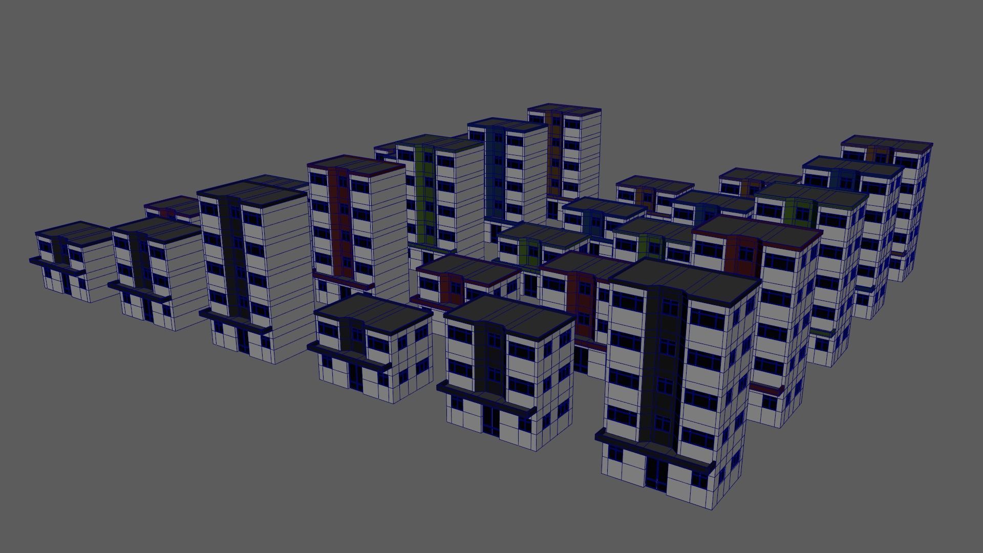 Cartoon Building Set Low Poly Buildings 300 Variant Modular 3D Model Collection_119