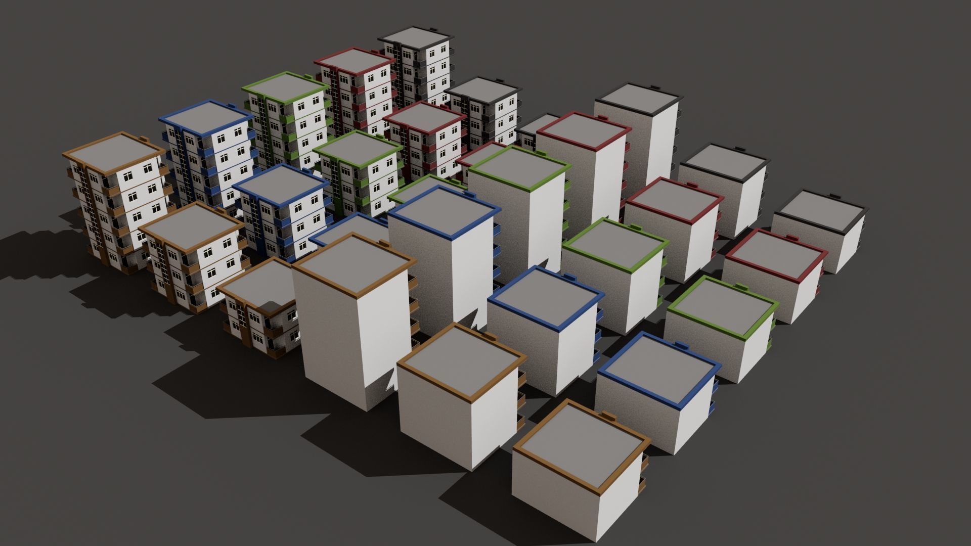 Cartoon Building Set Low Poly Buildings 300 Variant Modular 3D Model Collection_131