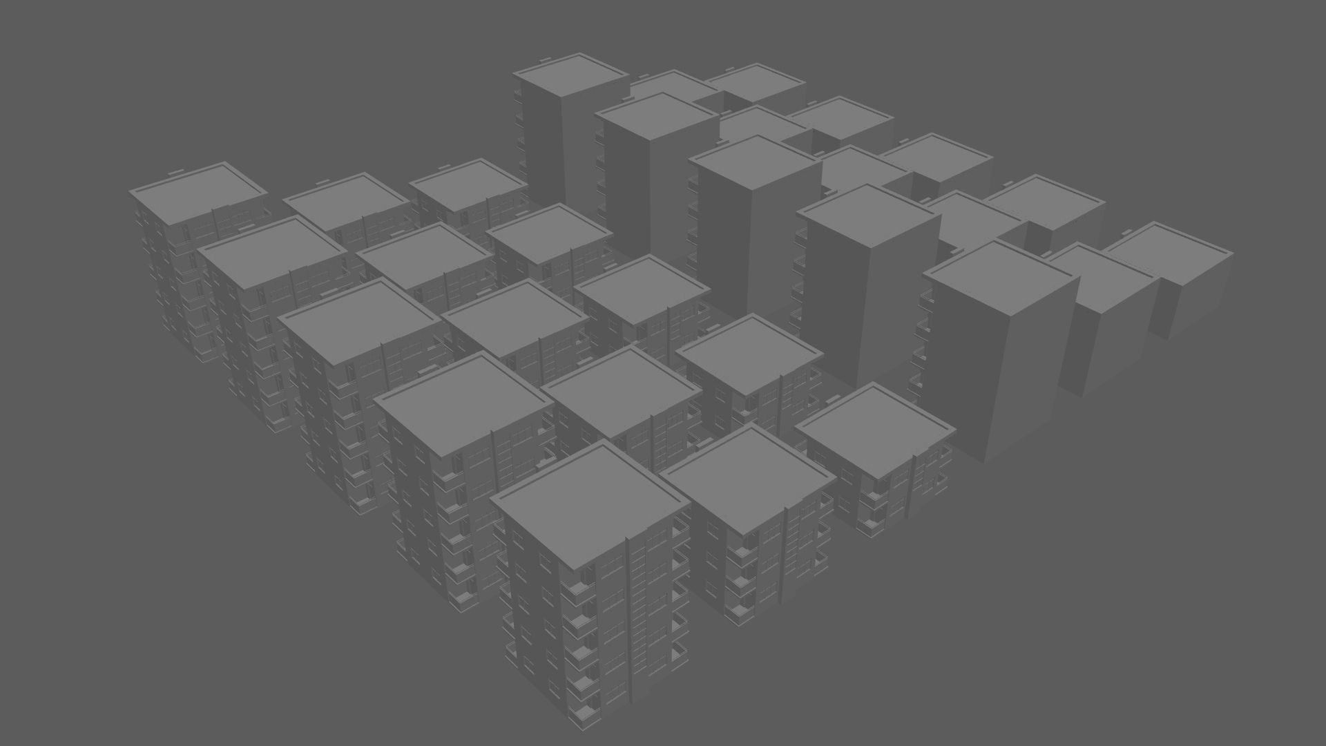 Cartoon Building Set Low Poly Buildings 300 Variant Modular 3D Model Collection_43