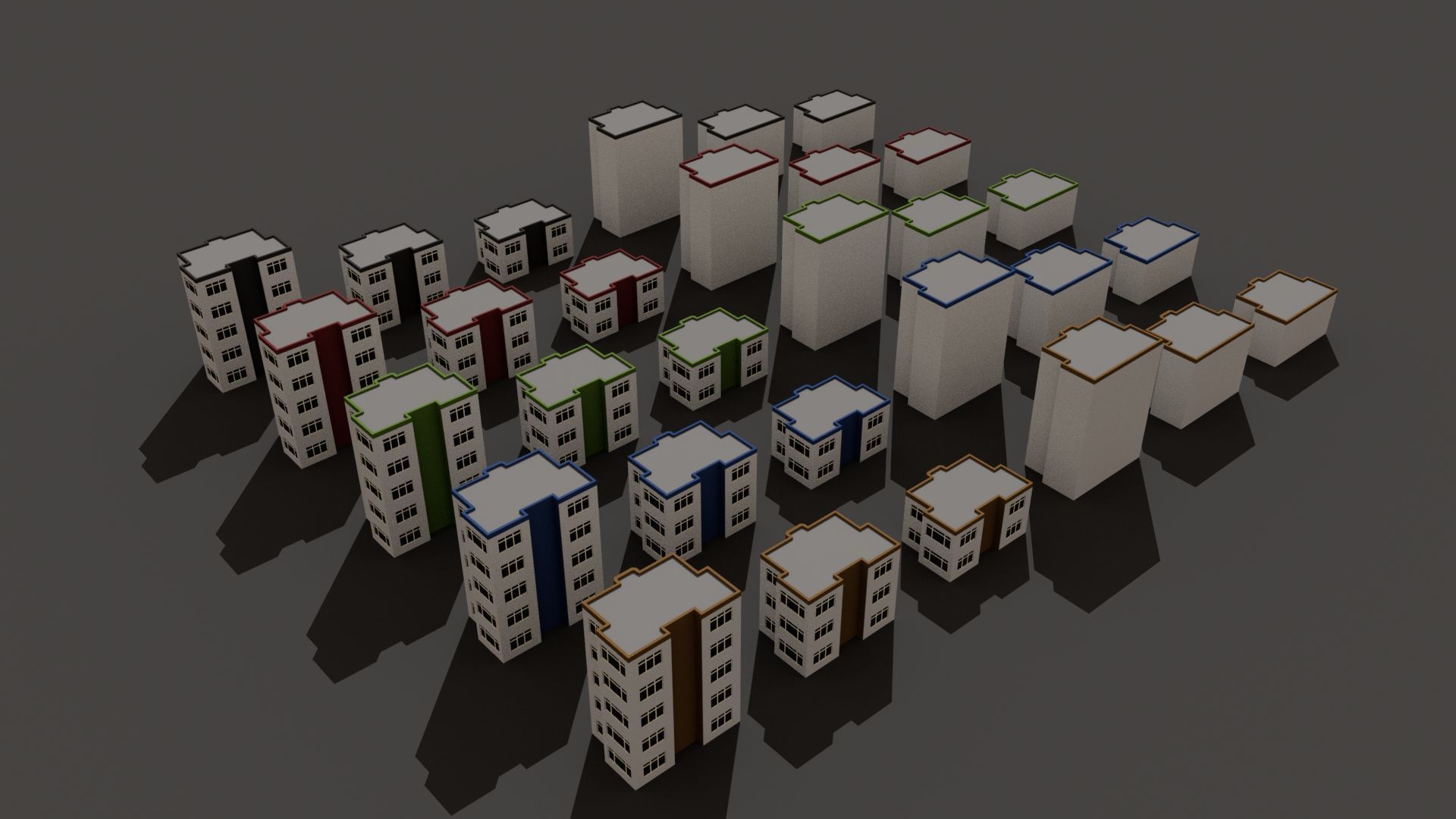 Cartoon Building Set Low Poly Buildings 300 Variant Modular 3D Model Collection_109