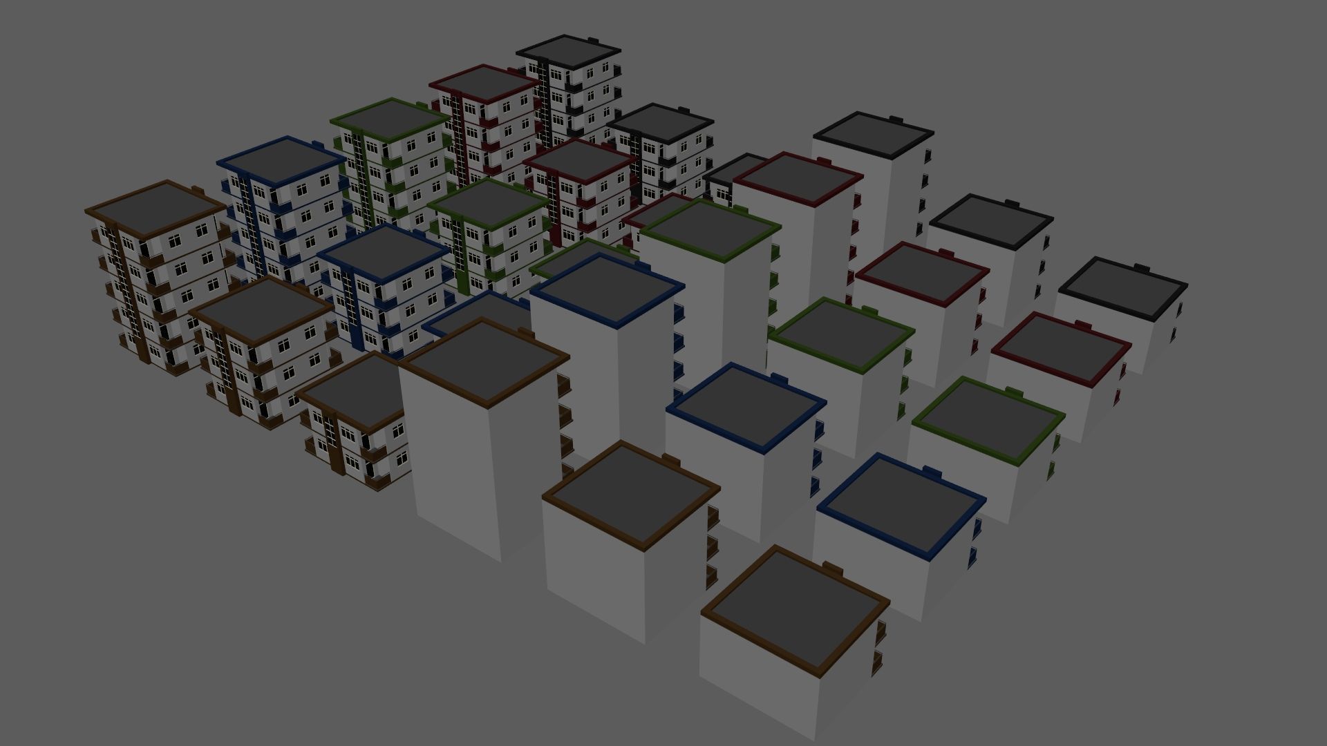 Cartoon Building Set Low Poly Buildings 300 Variant Modular 3D Model Collection_68