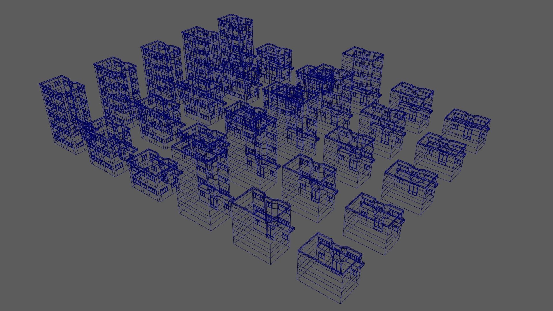 Cartoon Building Set Low Poly Buildings 300 Variant Modular 3D Model Collection_114