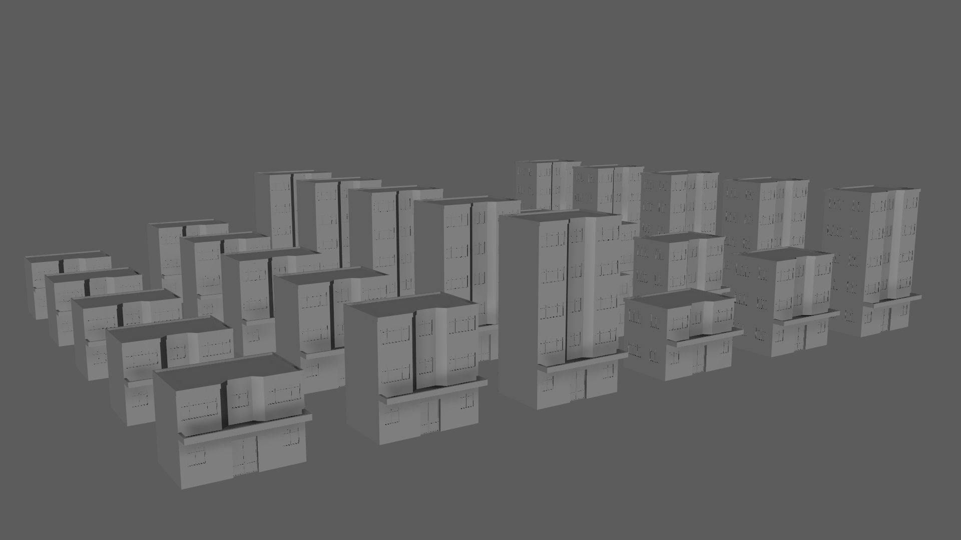 Cartoon Building Set Low Poly Buildings 300 Variant Modular 3D Model Collection_55