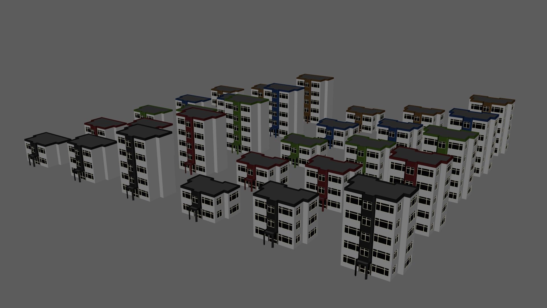 Cartoon Building Set Low Poly Buildings 300 Variant Modular 3D Model Collection_81