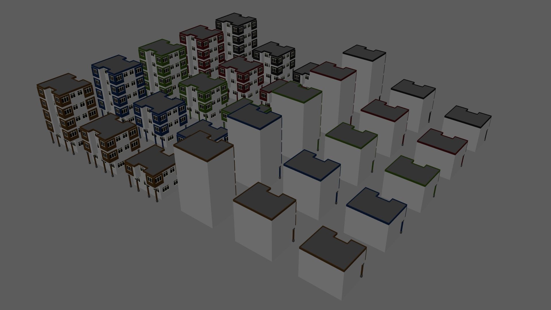 Cartoon Building Set Low Poly Buildings 300 Variant Modular 3D Model Collection_73