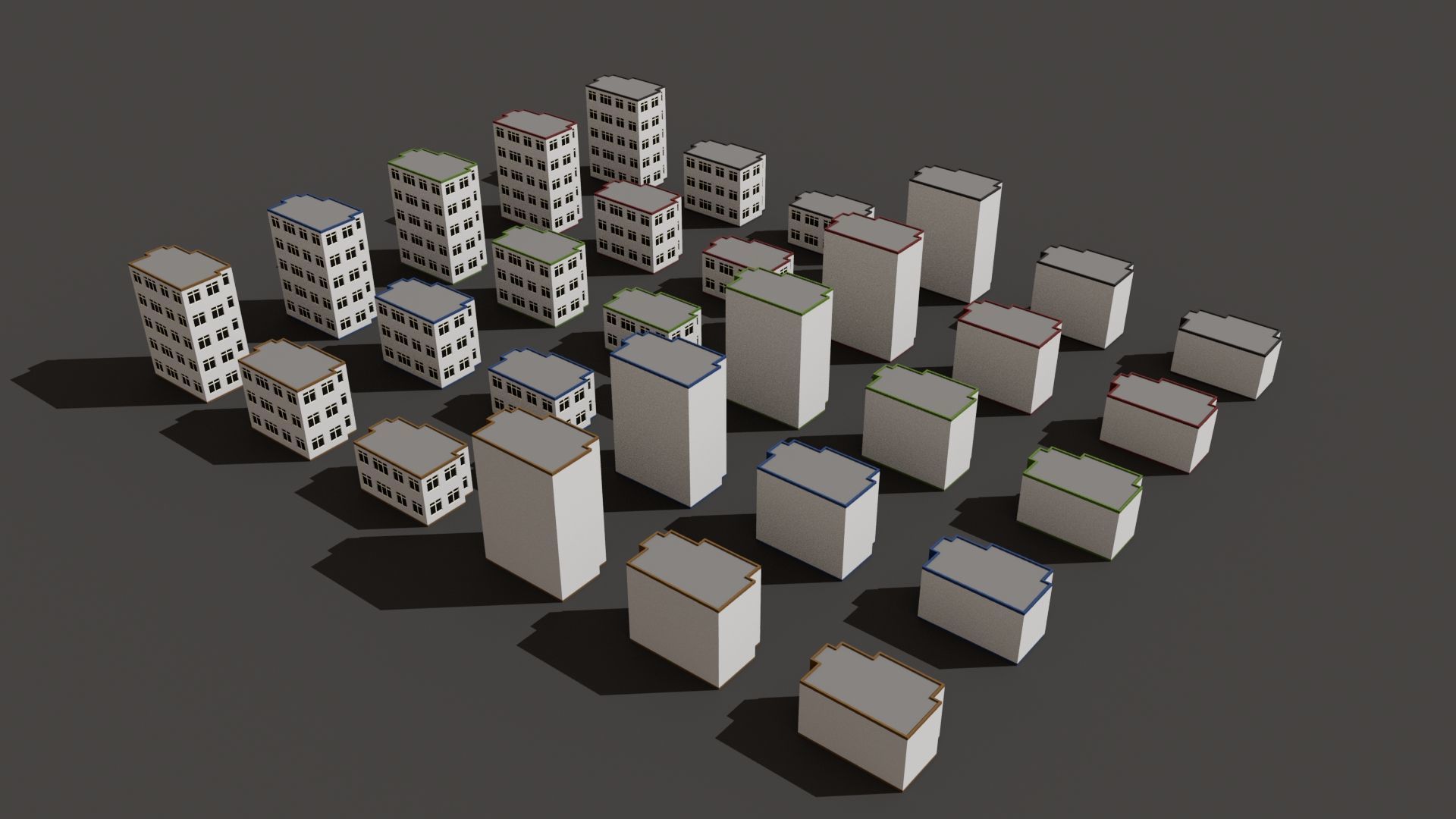 Cartoon Building Set Low Poly Buildings 300 Variant Modular 3D Model Collection_23