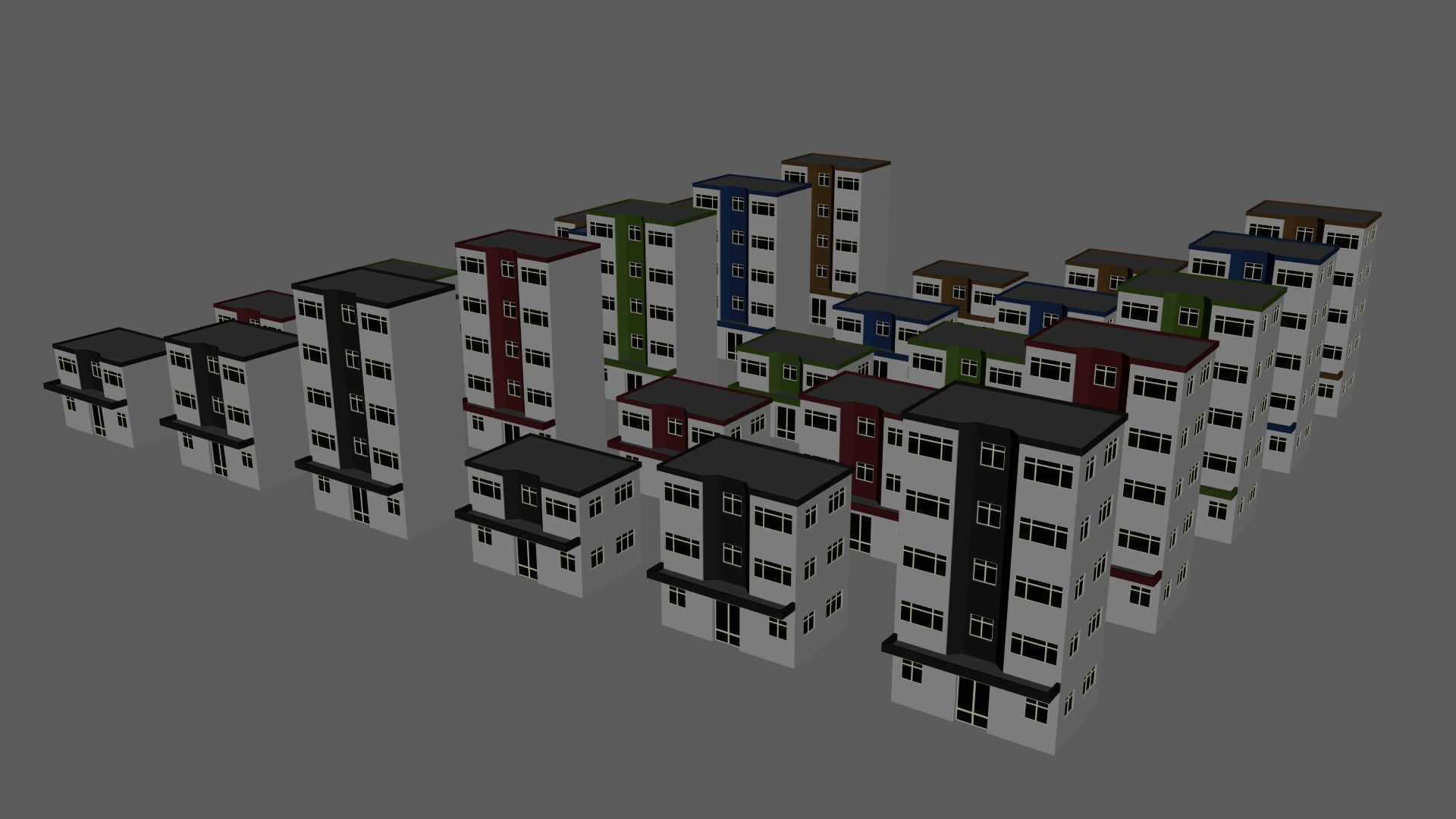 Cartoon Building Set Low Poly Buildings 300 Variant Modular 3D Model Collection_61