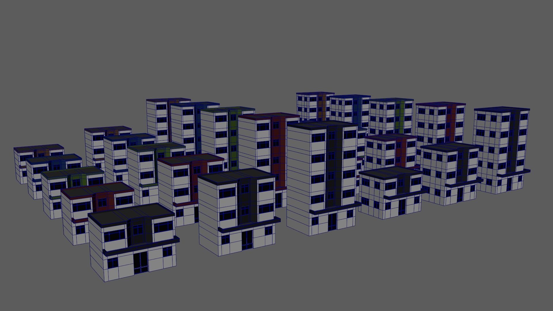 Cartoon Building Set Low Poly Buildings 300 Variant Modular 3D Model Collection_63