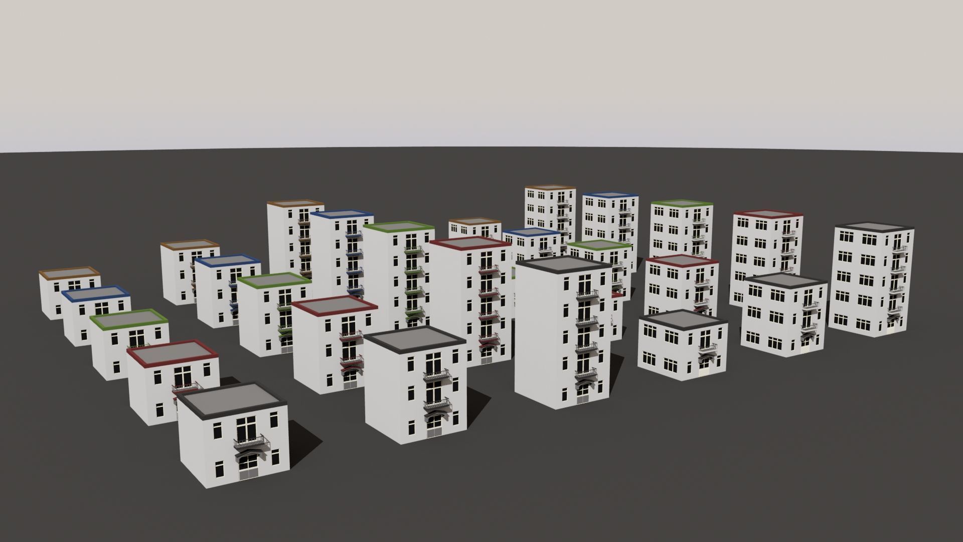 Cartoon Building Set Low Poly Buildings 300 Variant Modular 3D Model Collection_32