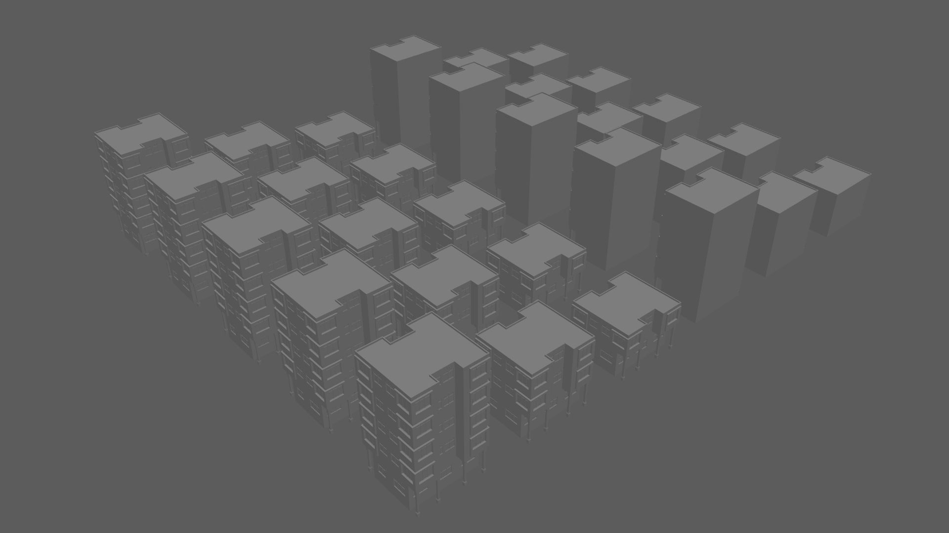 Cartoon Building Set Low Poly Buildings 300 Variant Modular 3D Model Collection_50