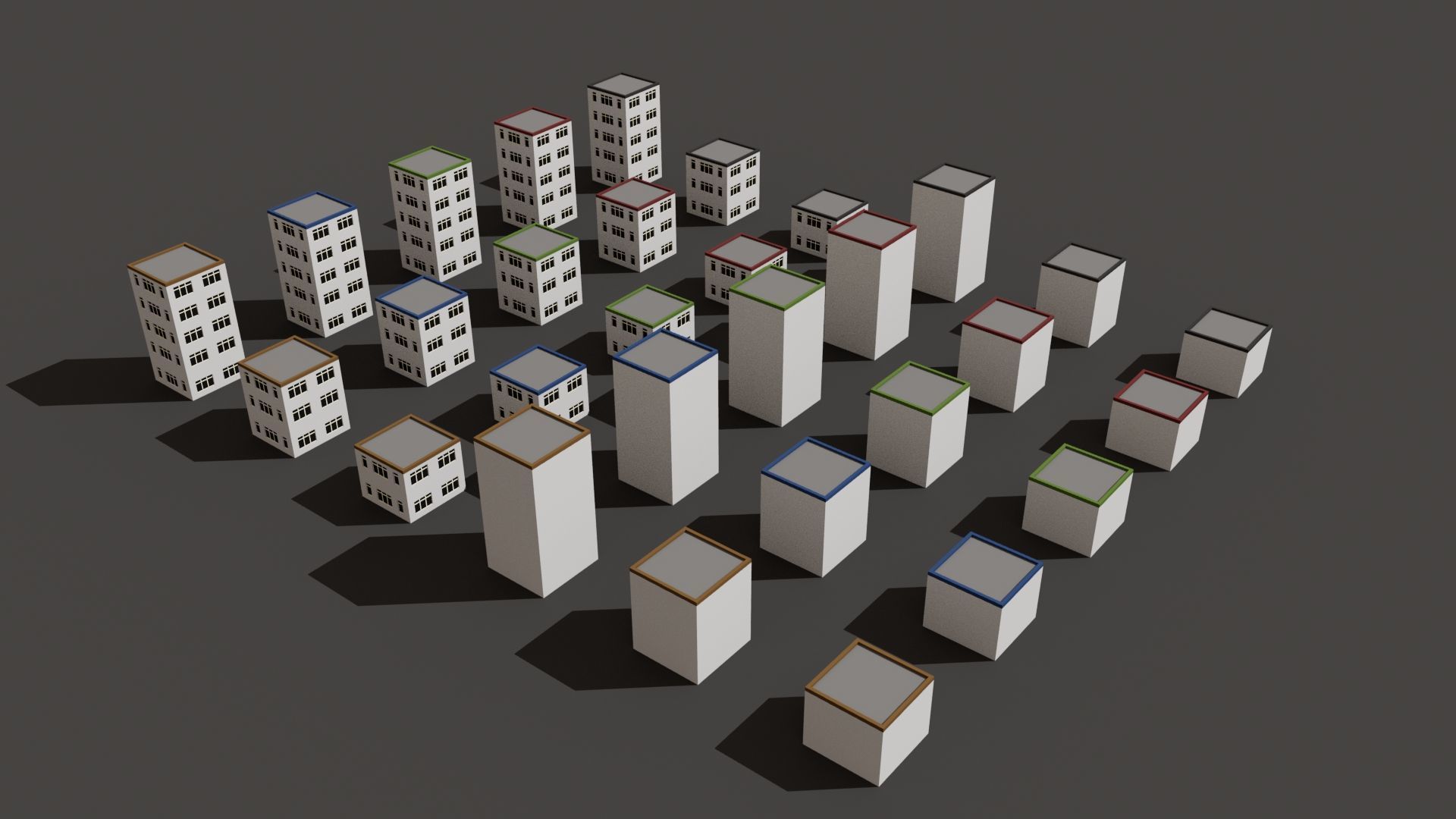 Cartoon Building Set Low Poly Buildings 300 Variant Modular 3D Model Collection_30