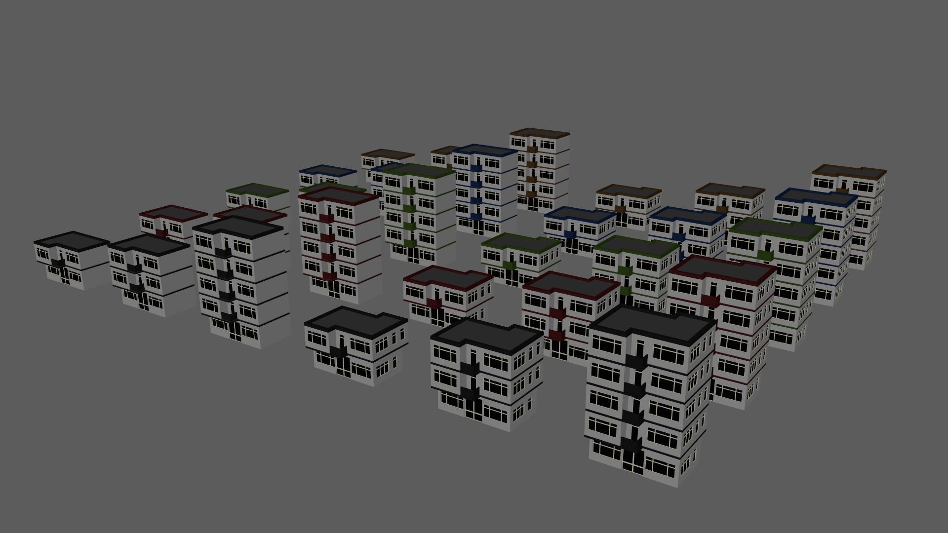 Cartoon Building Set Low Poly Buildings 300 Variant Modular 3D Model Collection_84