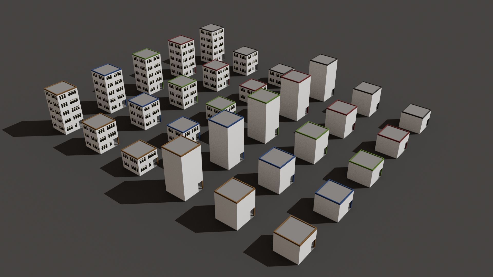 Cartoon Building Set Low Poly Buildings 300 Variant Modular 3D Model Collection_35