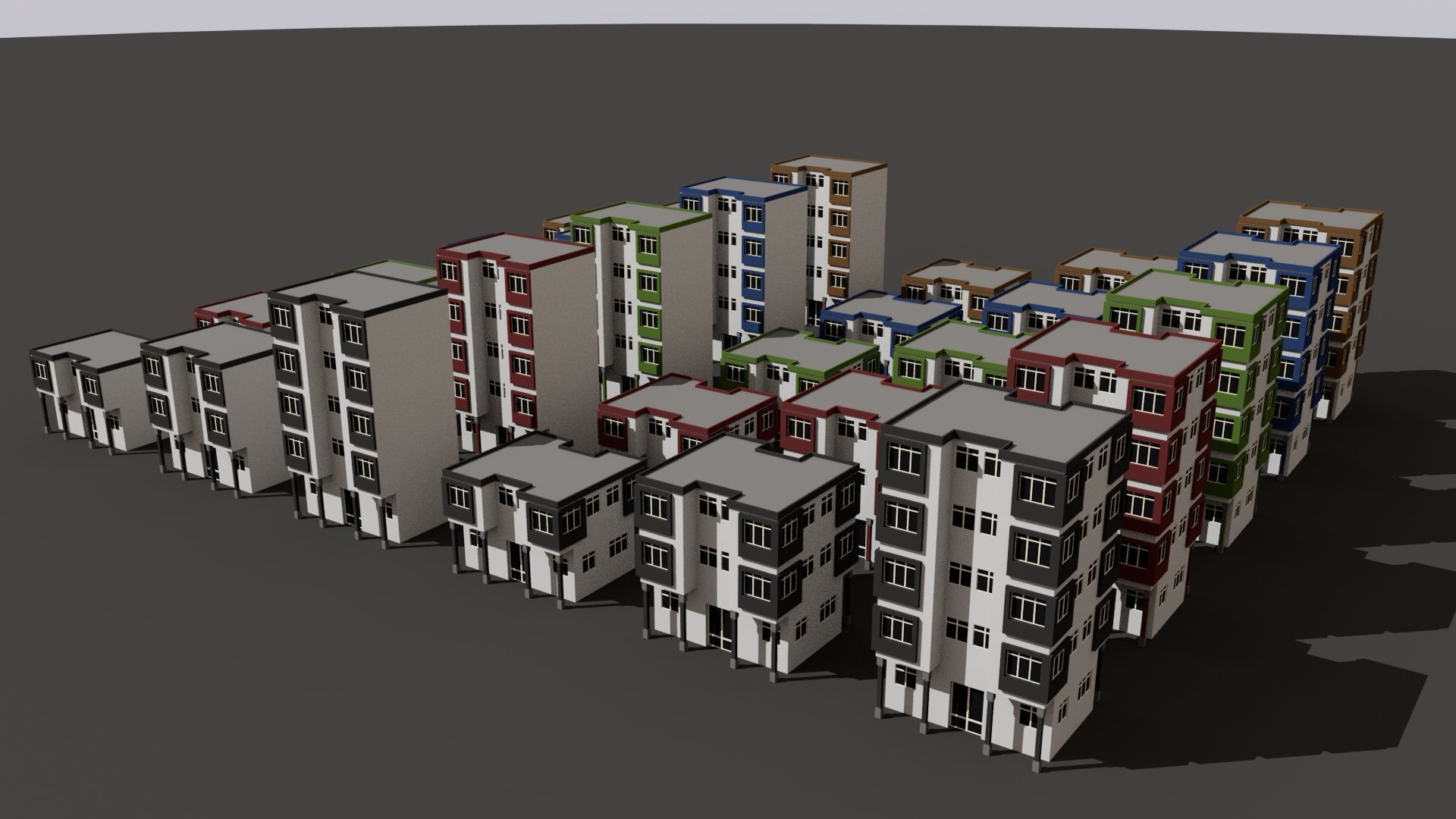 Cartoon Building Set Low Poly Buildings 300 Variant Modular 3D Model Collection_98