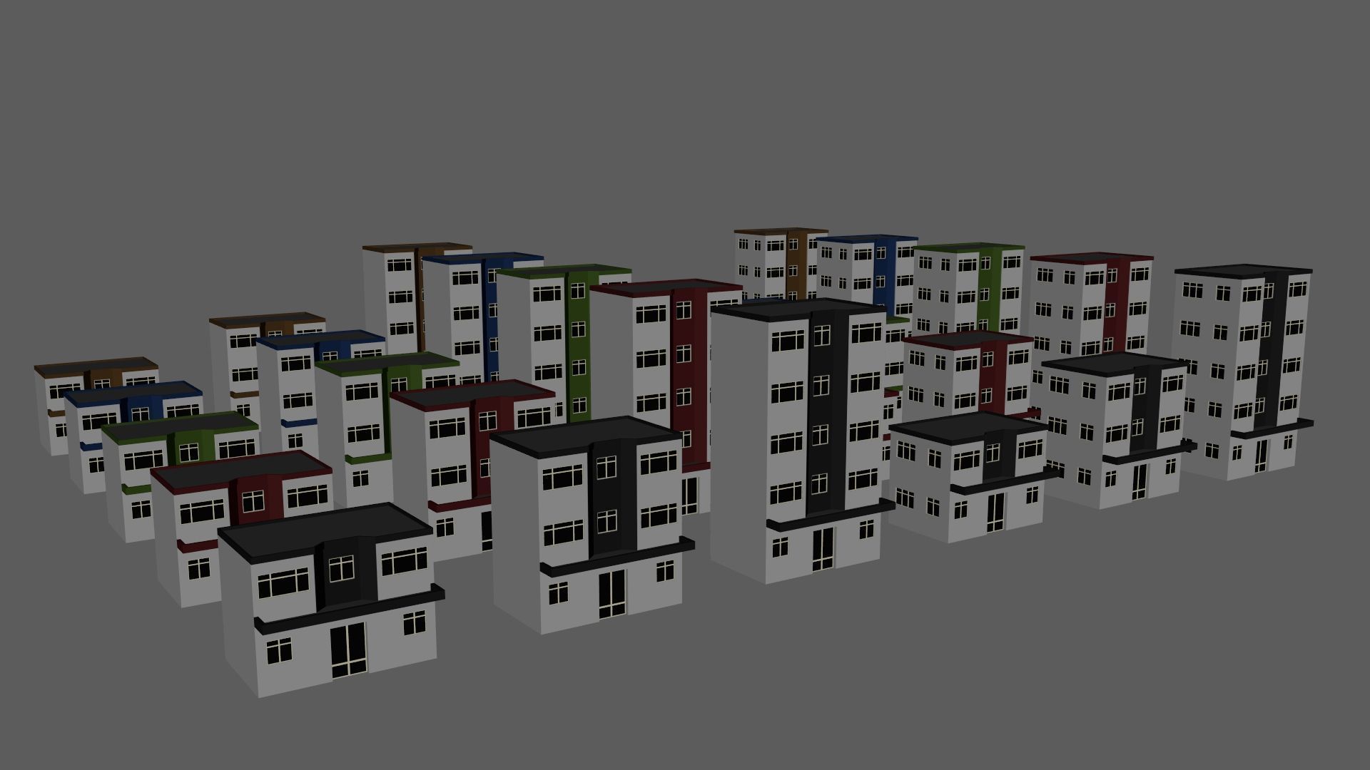 Cartoon Building Set Low Poly Buildings 300 Variant Modular 3D Model Collection_62