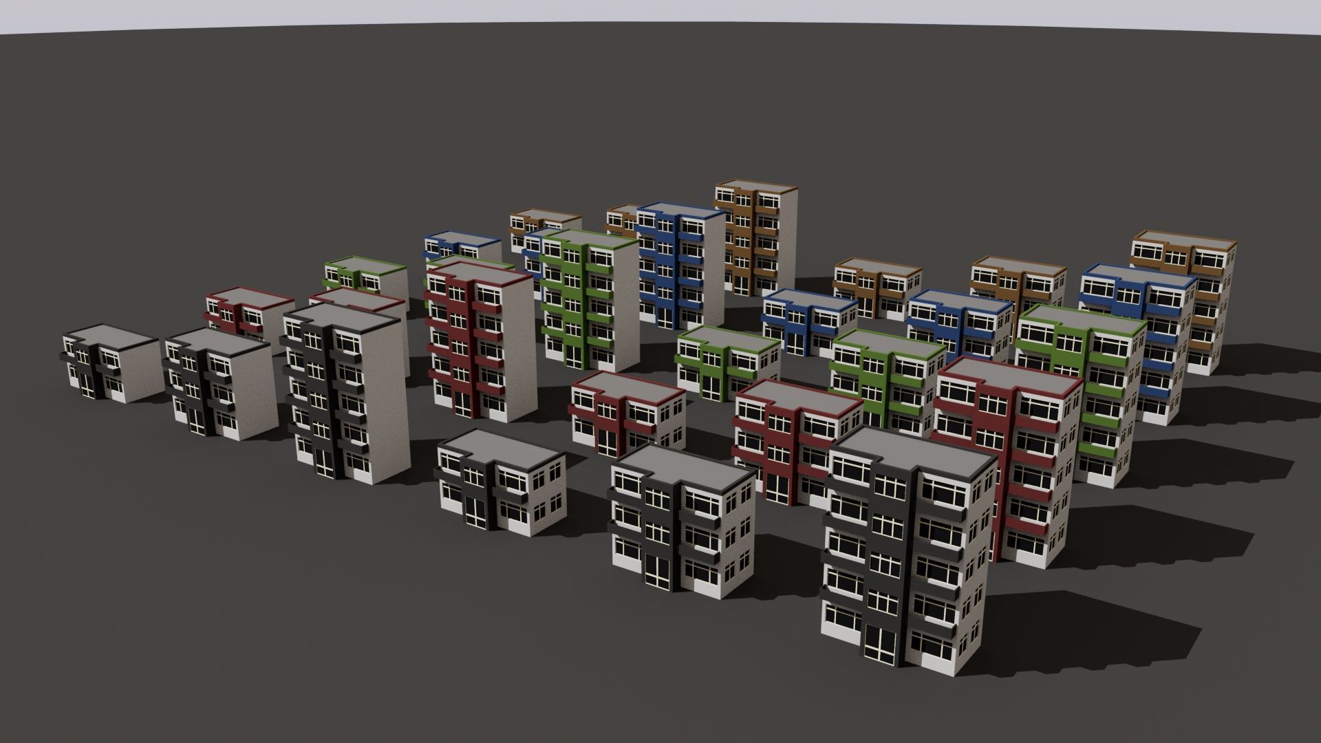 Cartoon Building Set Low Poly Buildings 300 Variant Modular 3D Model Collection_28