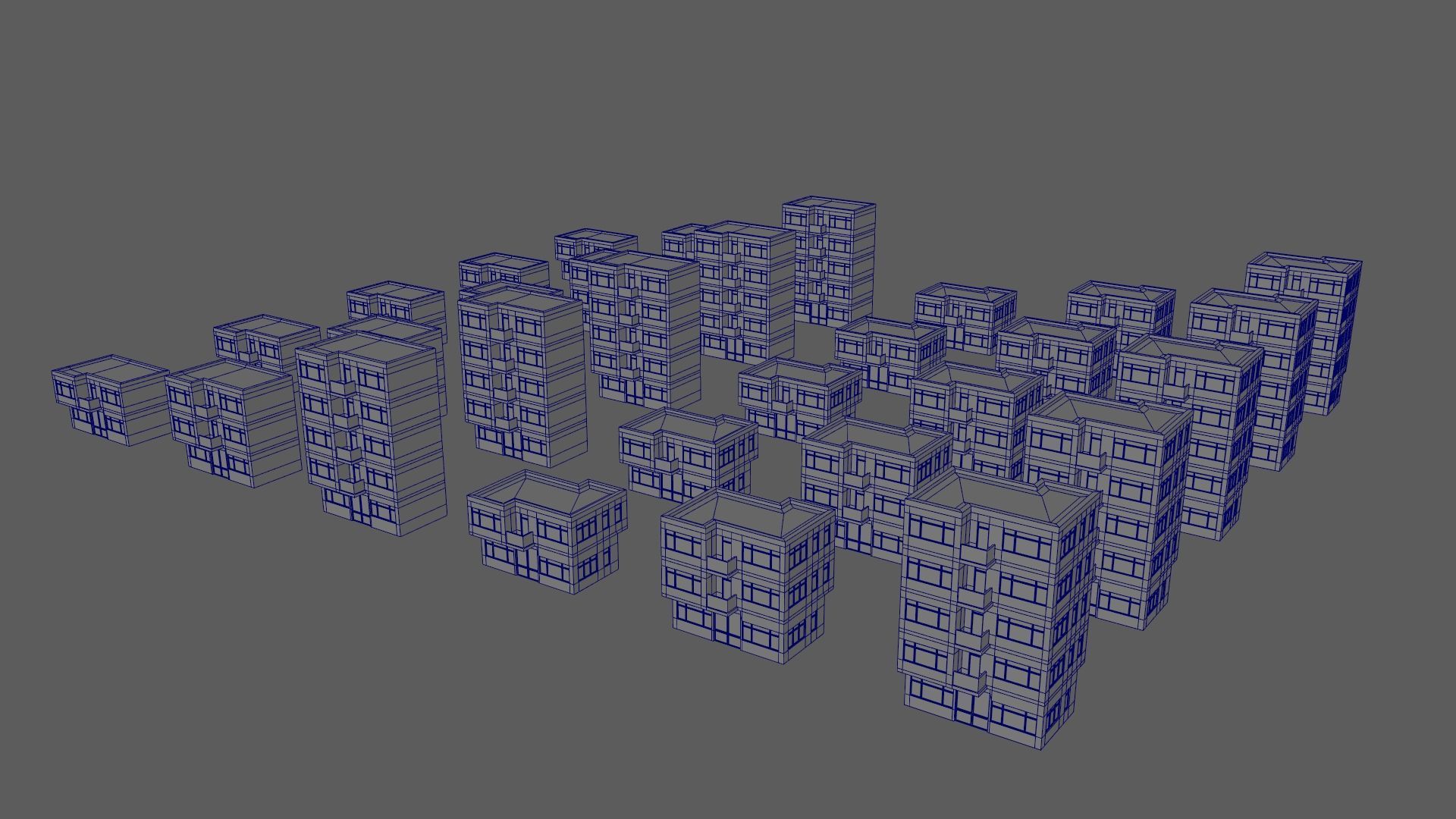 Cartoon Building Set Low Poly Buildings 300 Variant Modular 3D Model Collection_134