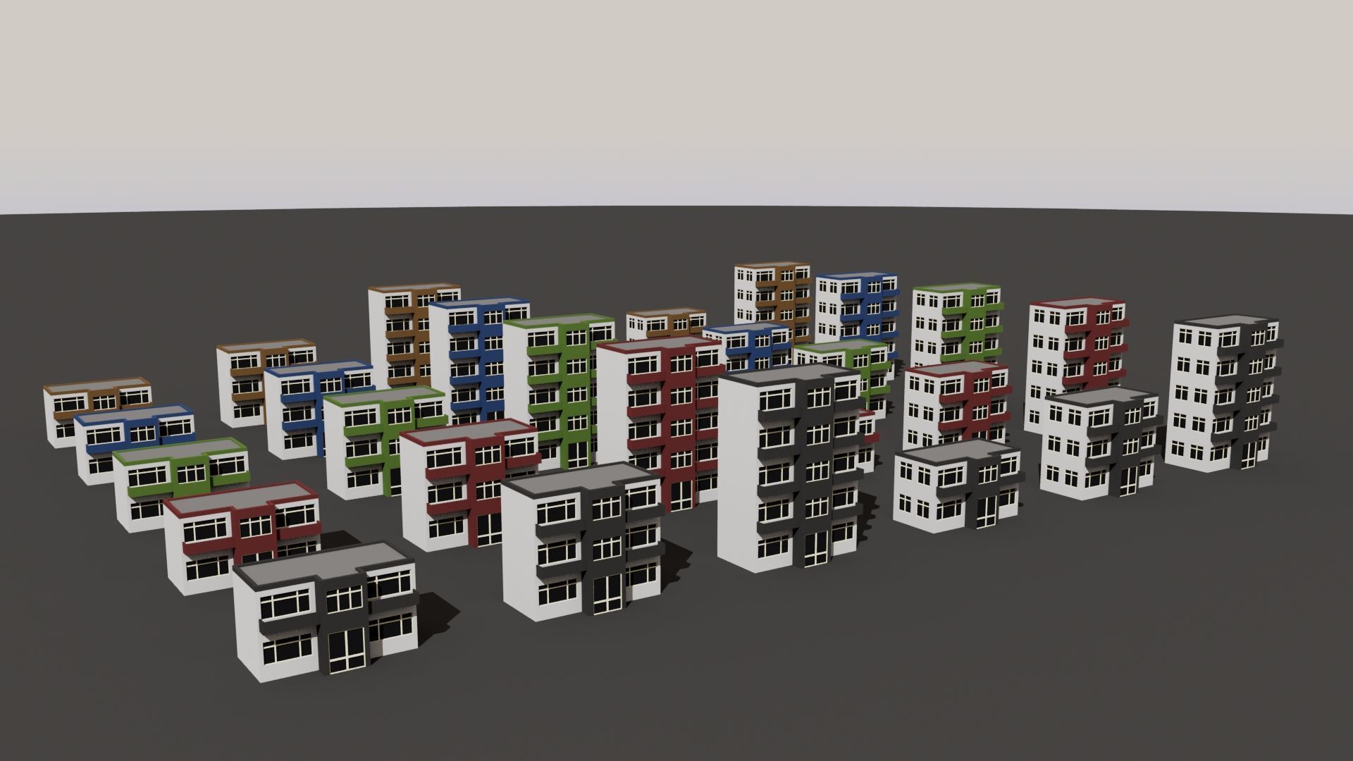 Cartoon Building Set Low Poly Buildings 300 Variant Modular 3D Model Collection_29