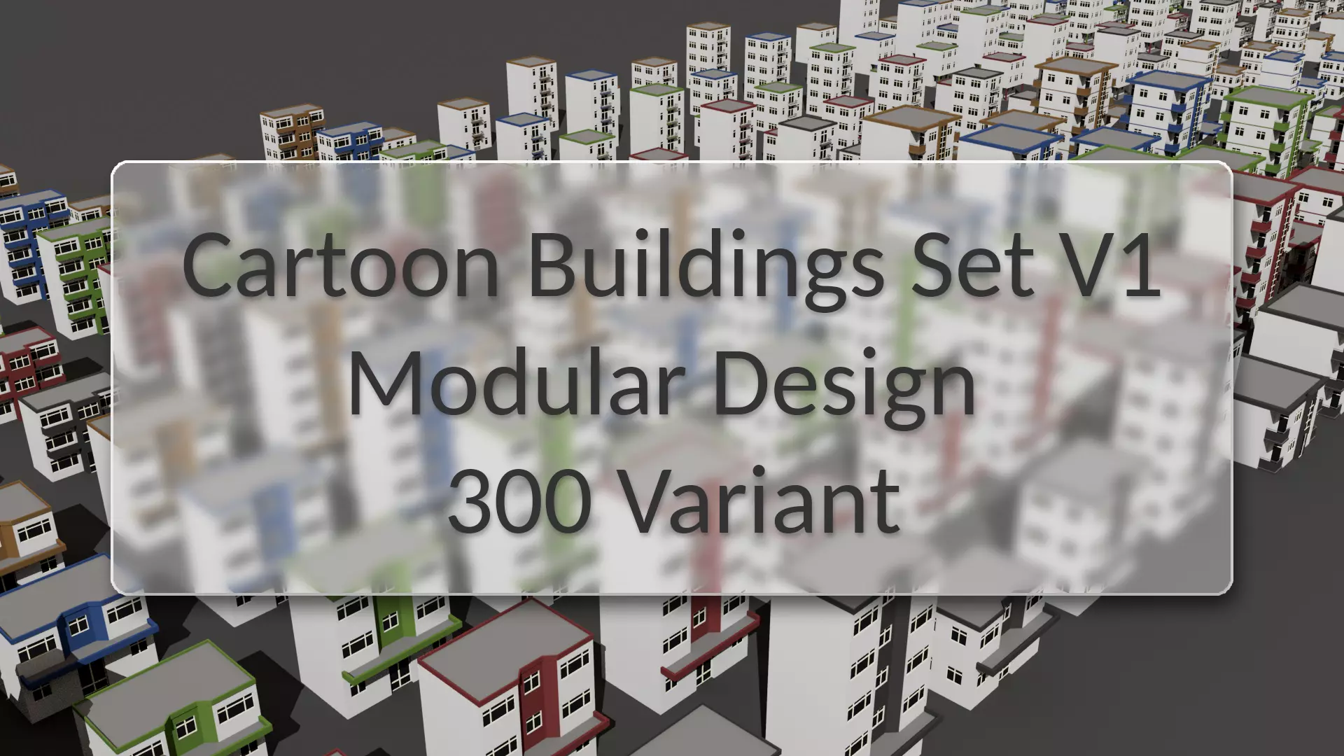Cartoon Building Set Low Poly Buildings 300 Variant Modular 3D Model Collection_0