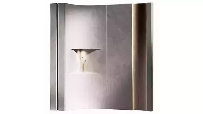 Corner wall section Plaster and wood niche partition